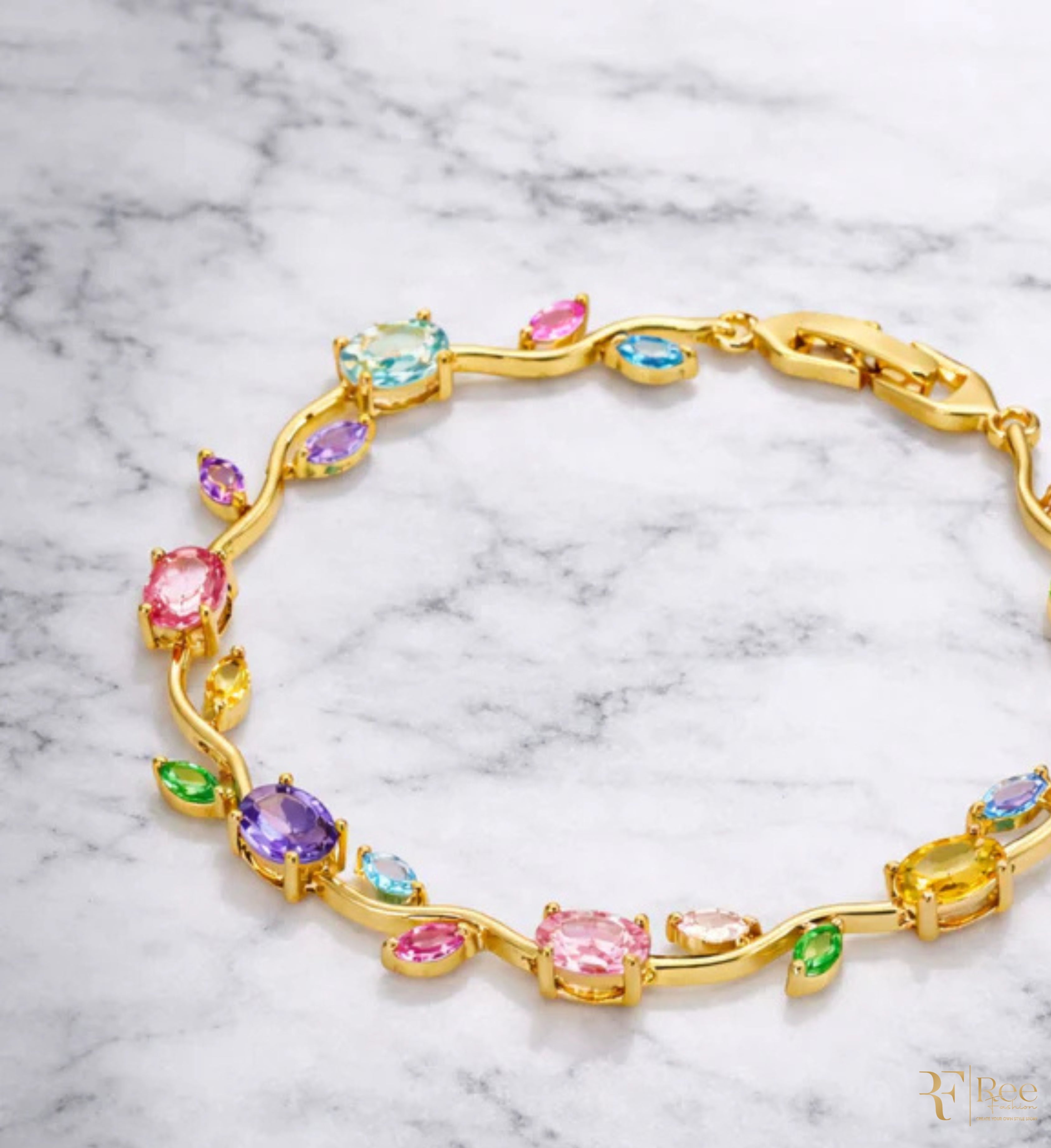 Multicolor Gemstone Link Bracelet