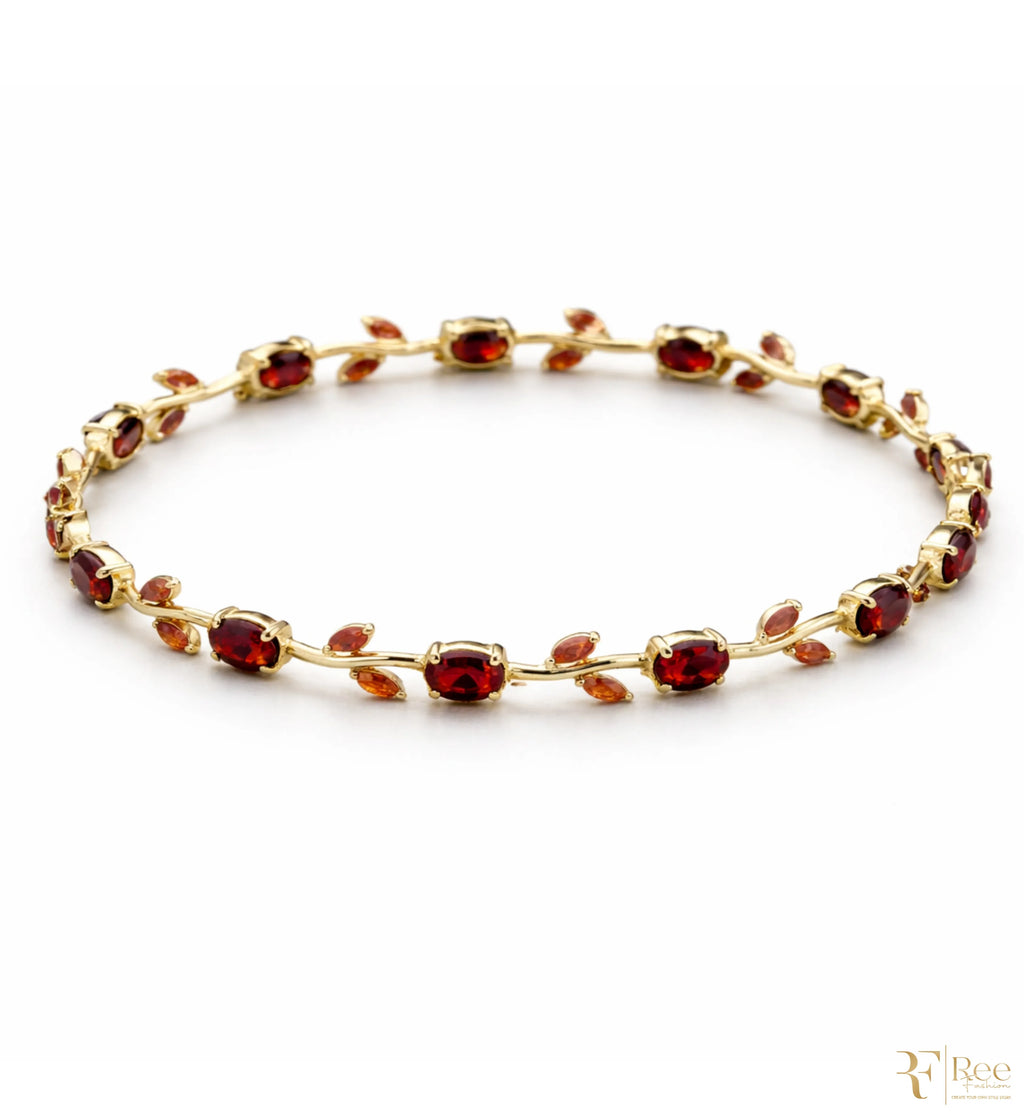 Ruby Elegance Gold Bracelet