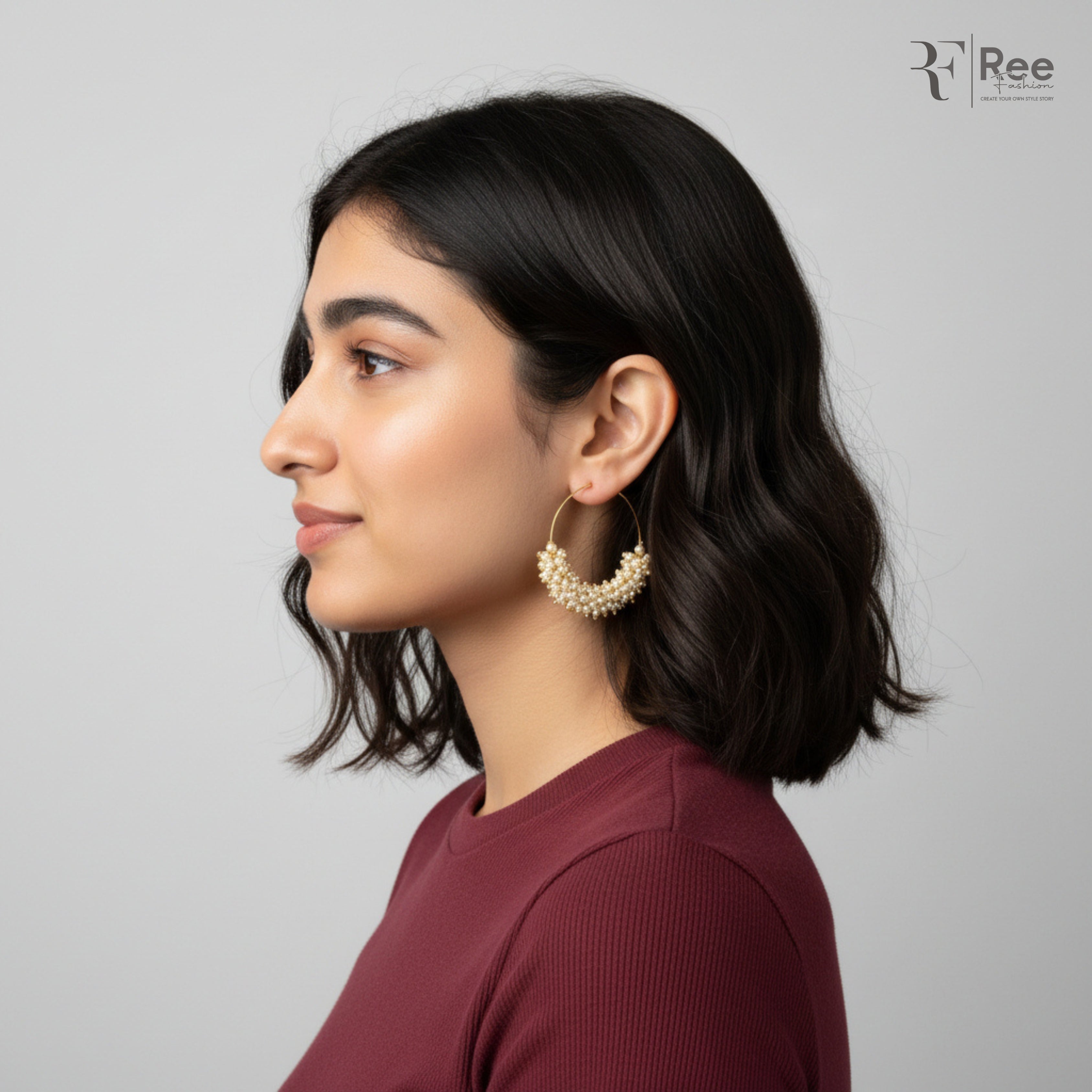 Pearl Bloom Hoop Earrings