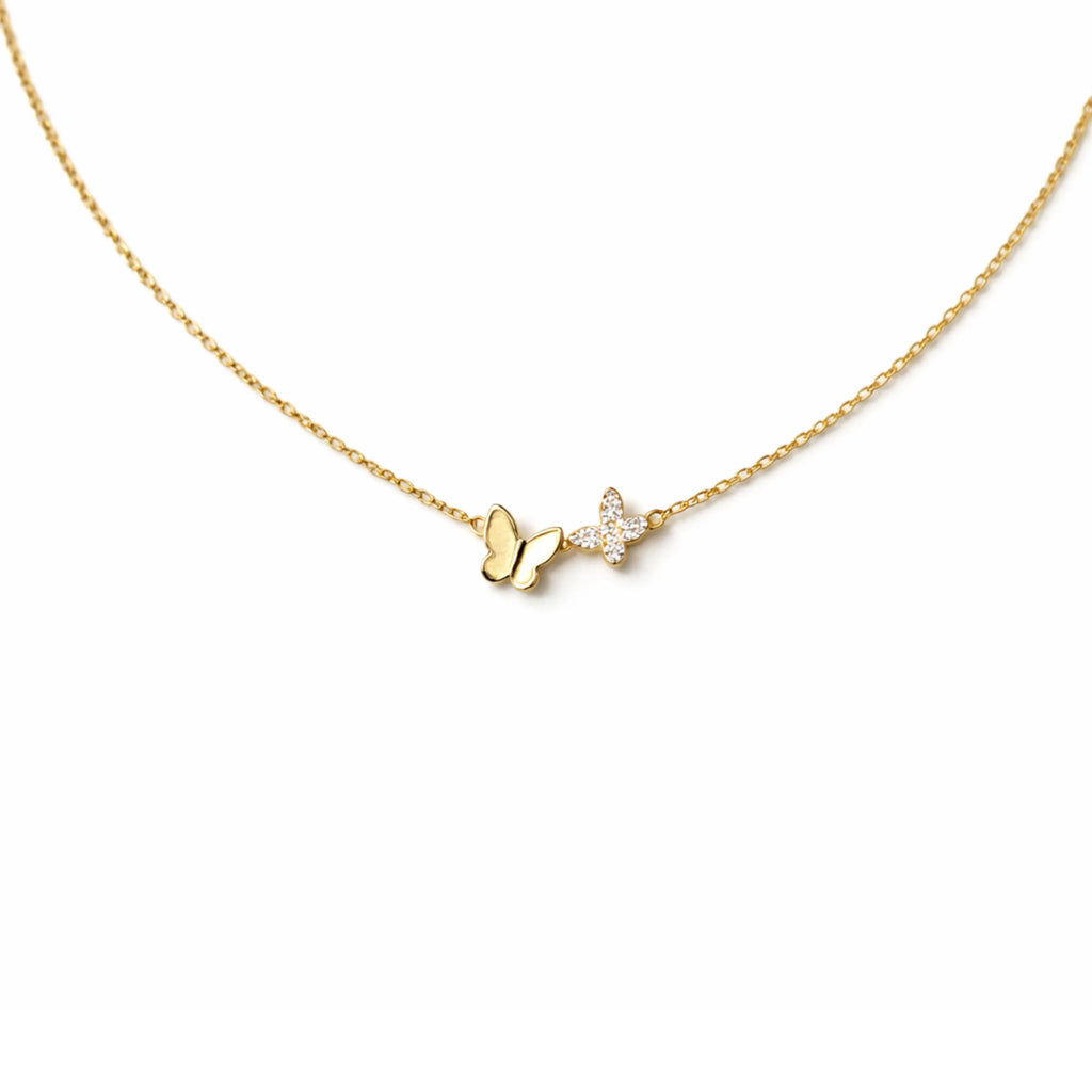 Butterfly Charm Crystal Pendant Necklace