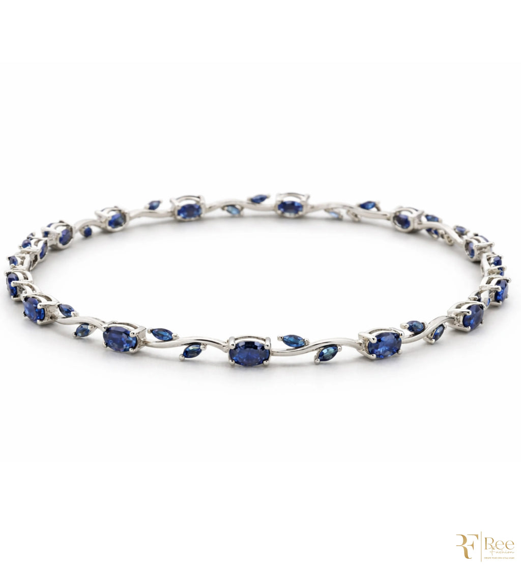 Blue Sapphire Crystal Tennis Bracelet