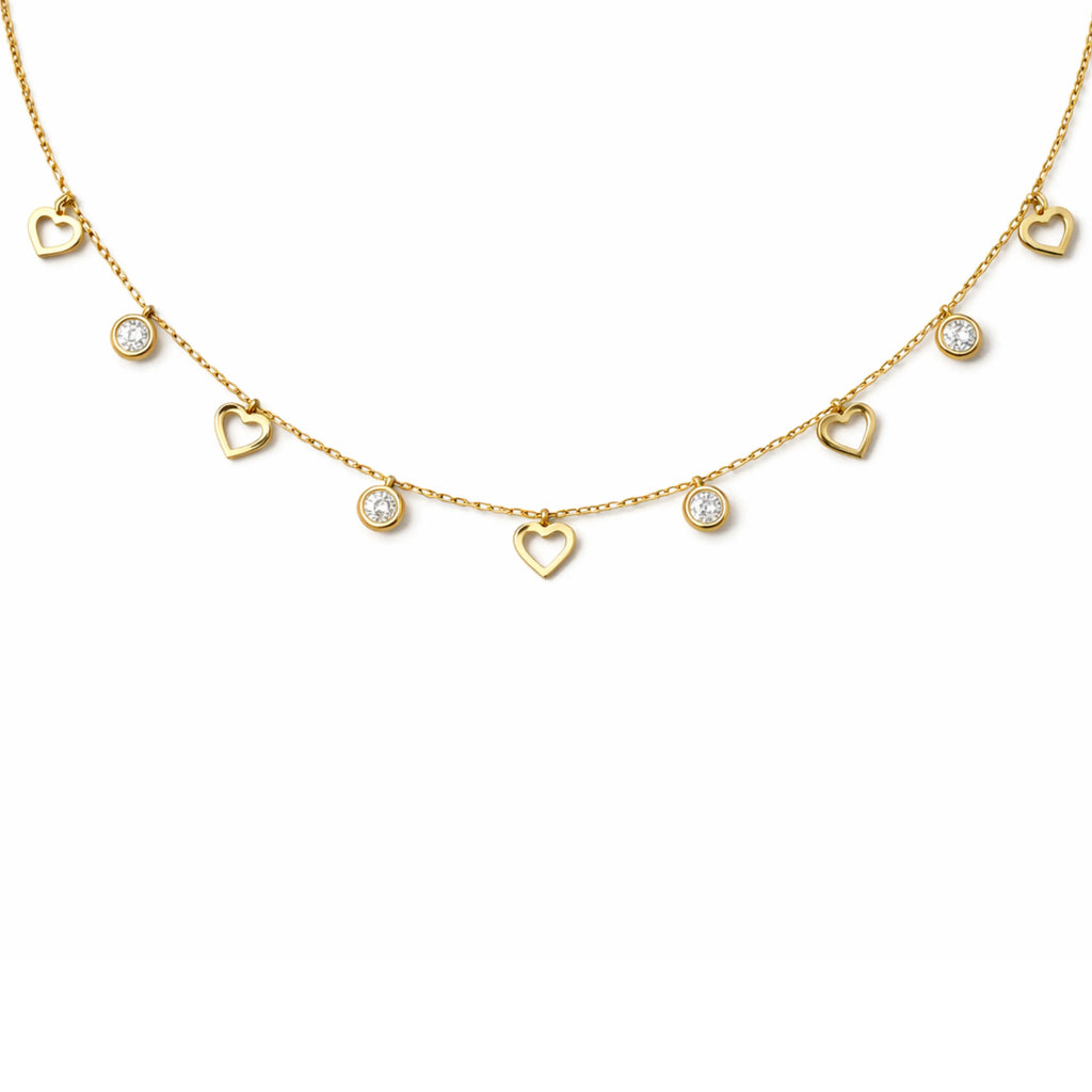 Heart Charm Crystal Drop Necklace