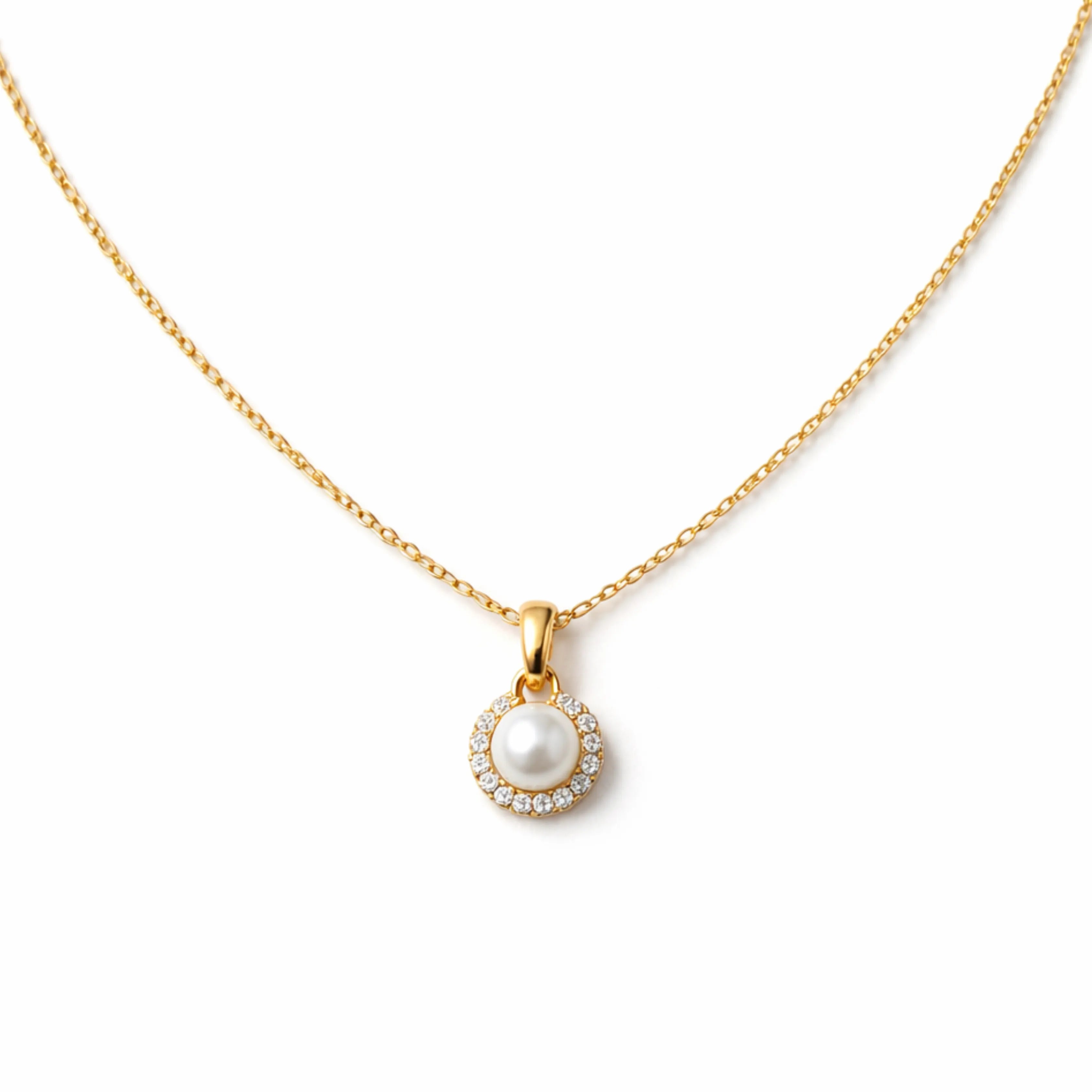 Pearl Halo Crystal Pendant Necklace