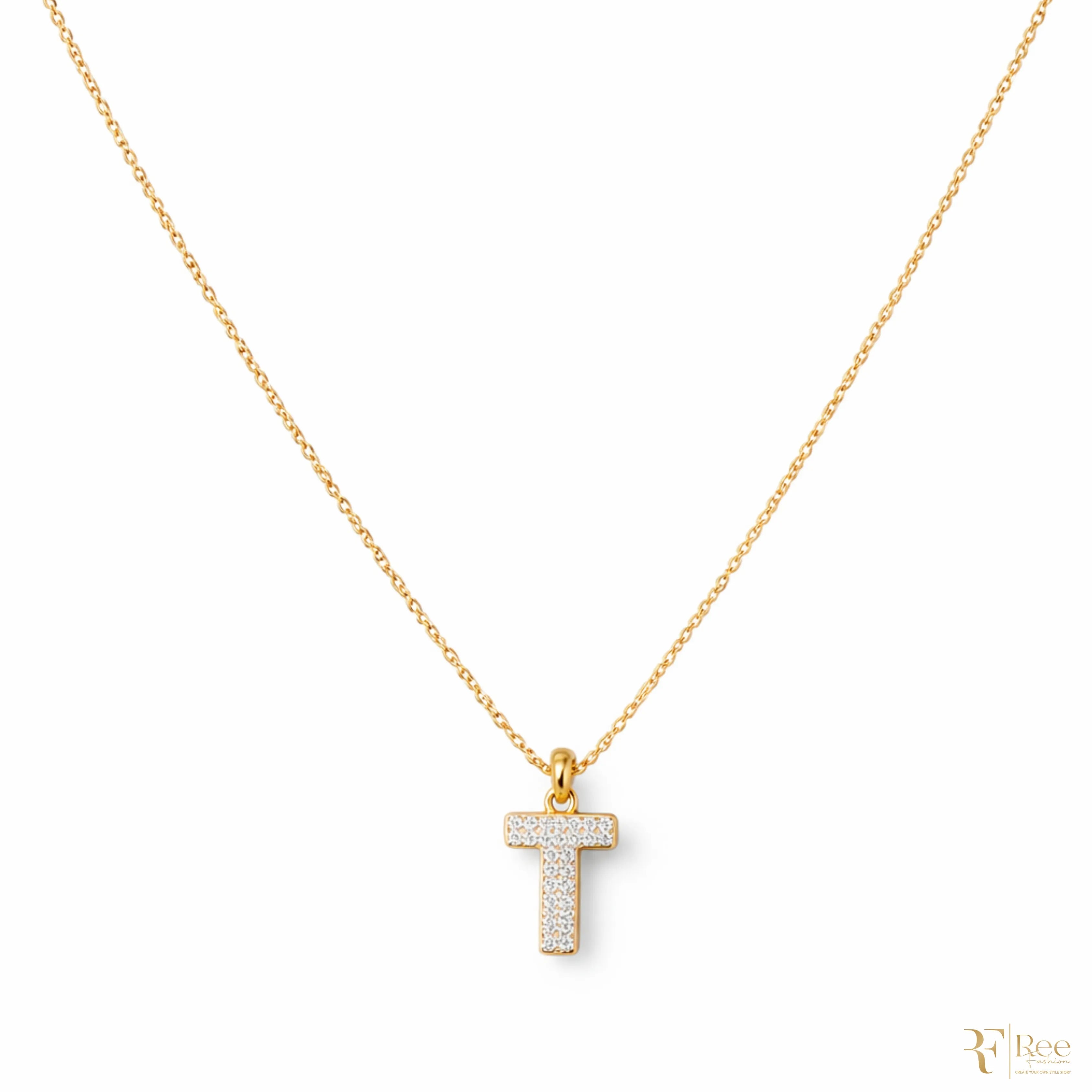 Gold 'T' Initial Necklace