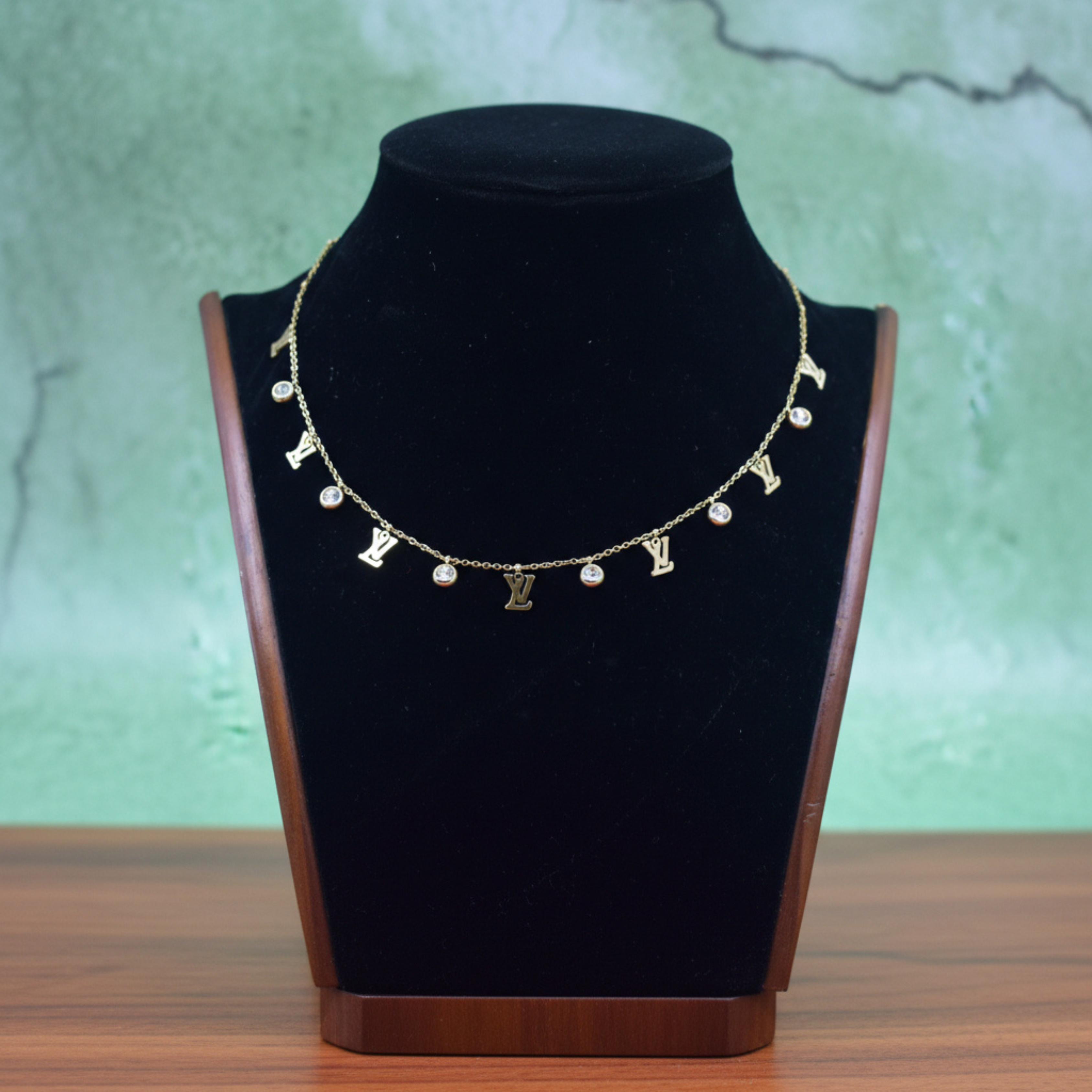 Golden Initial Sparkle Necklace
