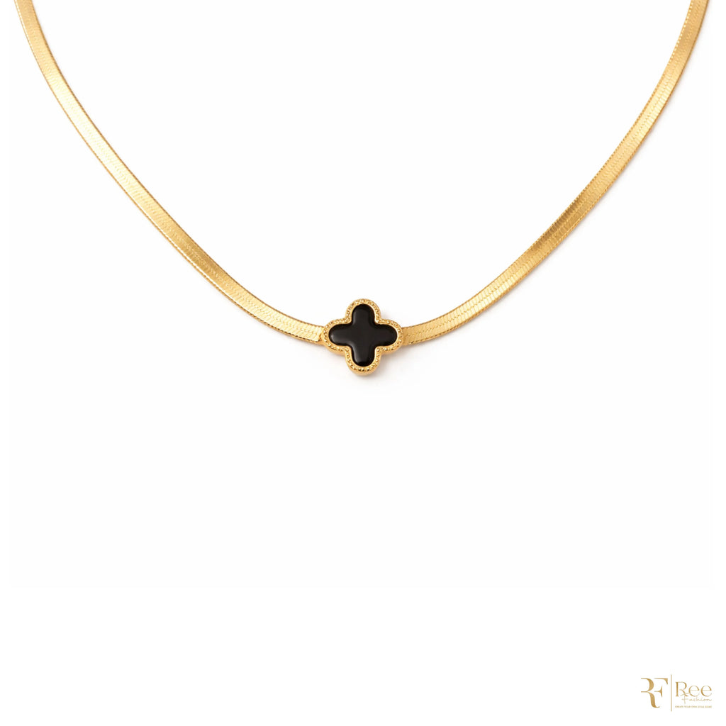 Black Clover Herringbone Necklace