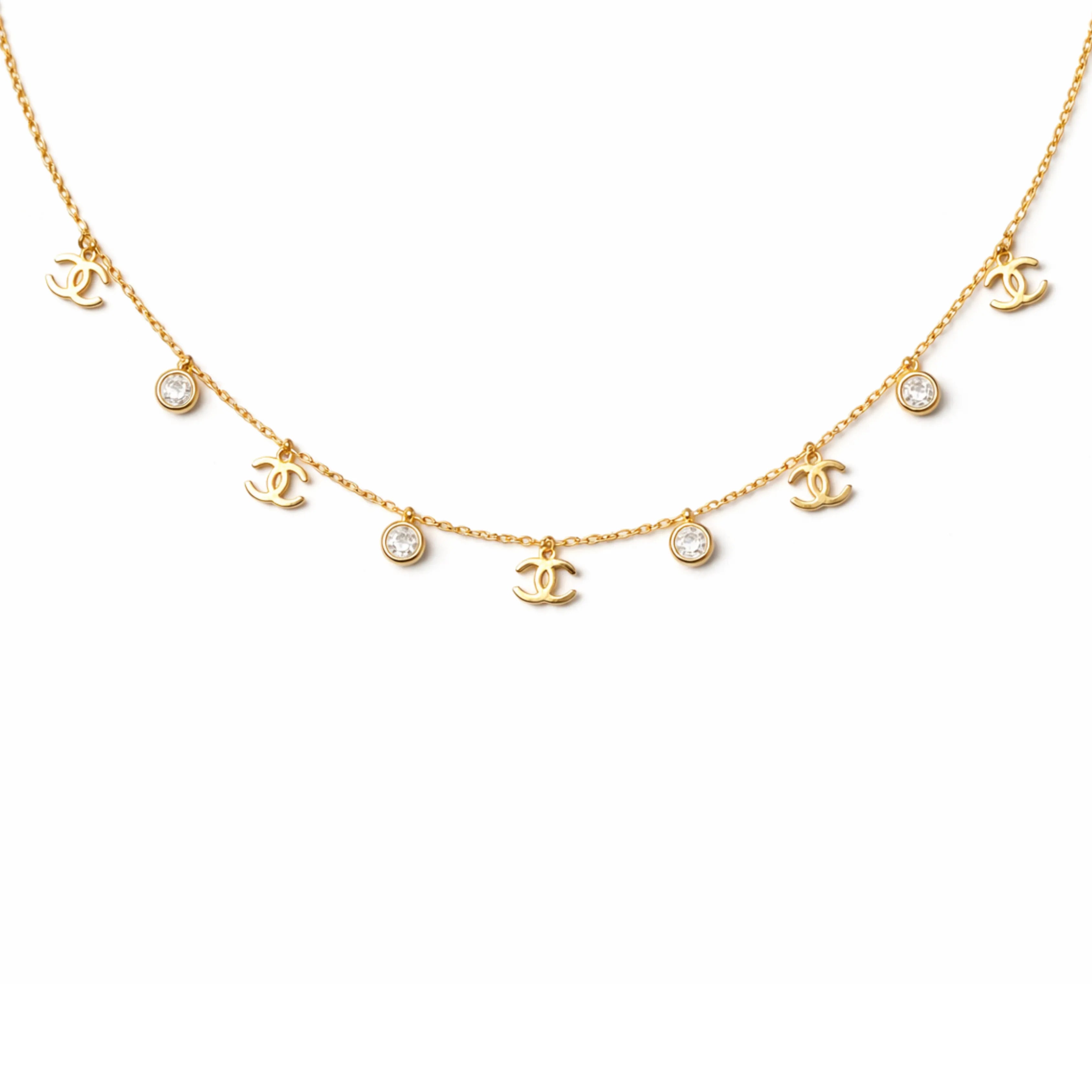 Designer Charm Crystal Chain Necklace