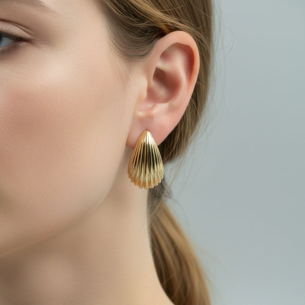 Golden Wave Luxe Stud Earrings