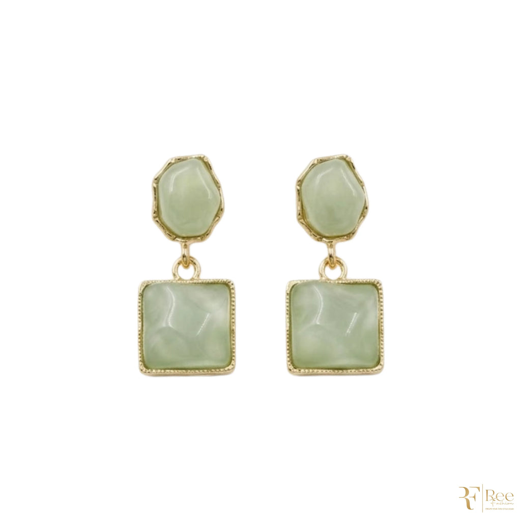 Mint Green Stone Drop Earrings