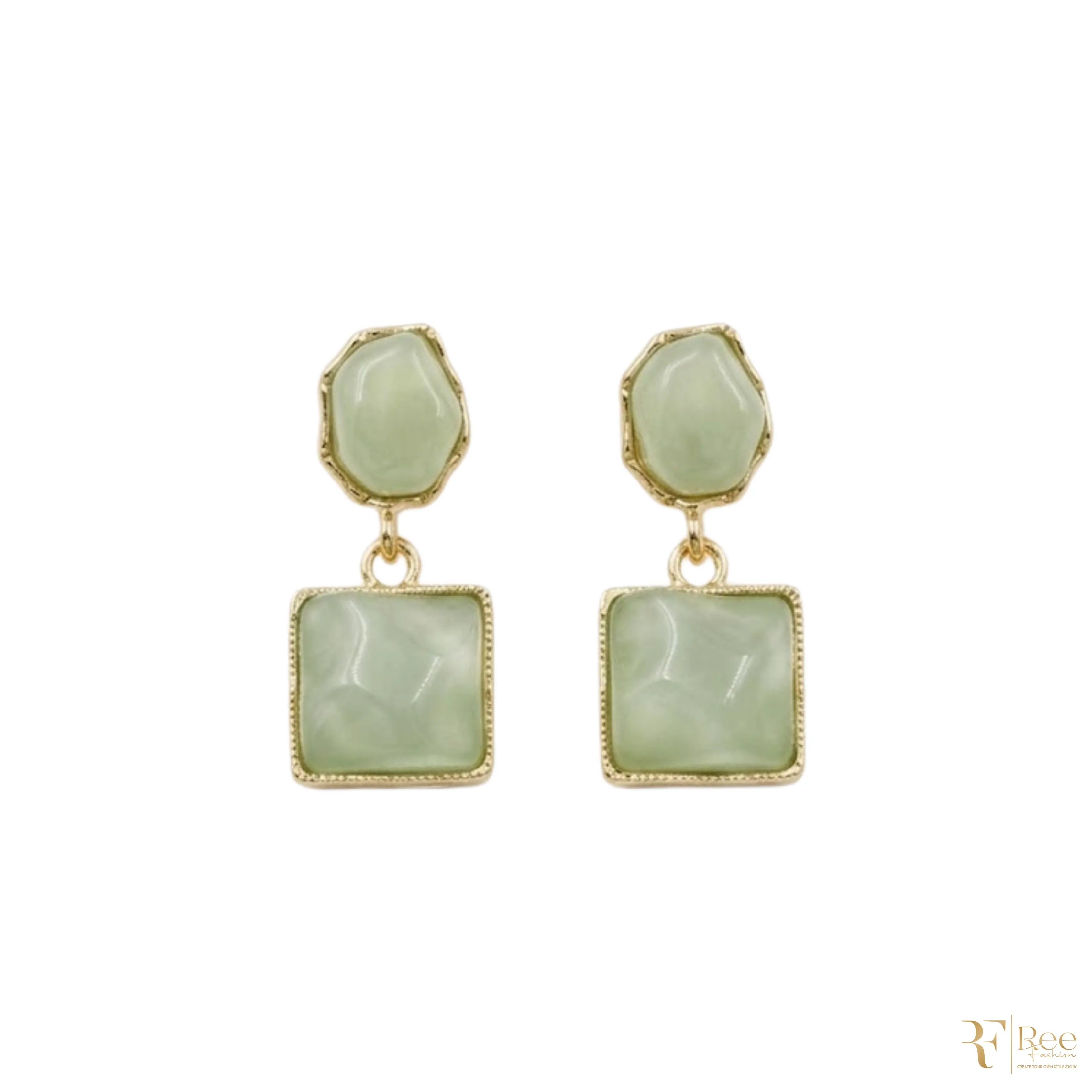 Mint Green Stone Drop Earrings