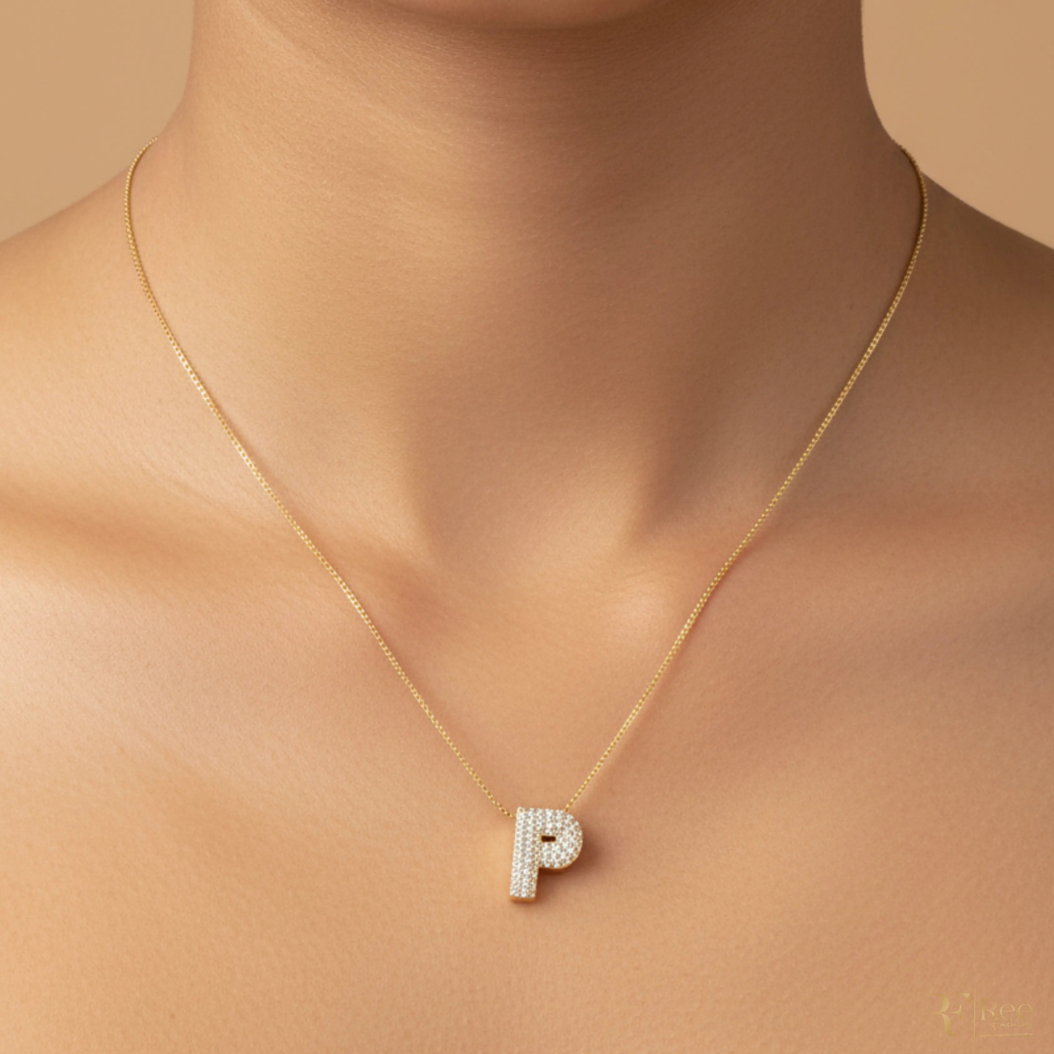Gold 'P' Initial Necklace