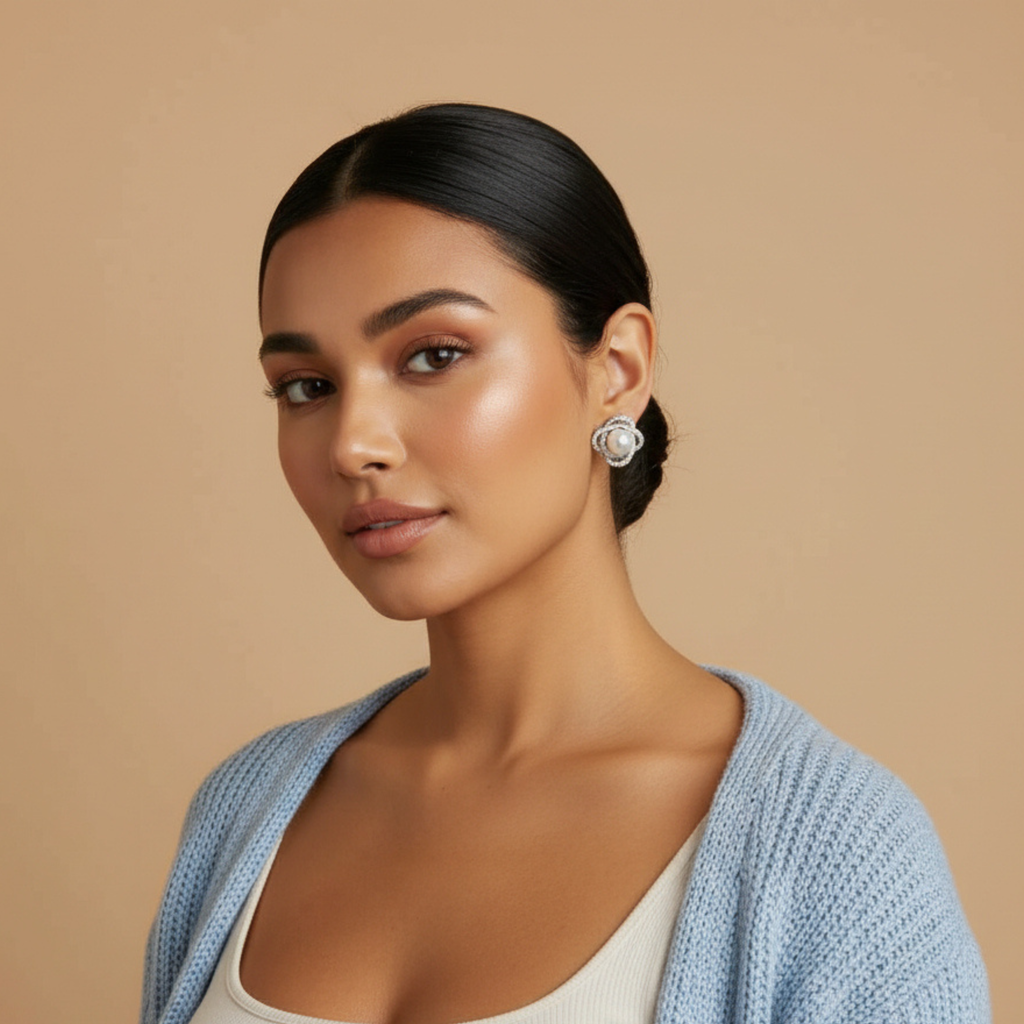 Pearl Blossom Stud Earrings