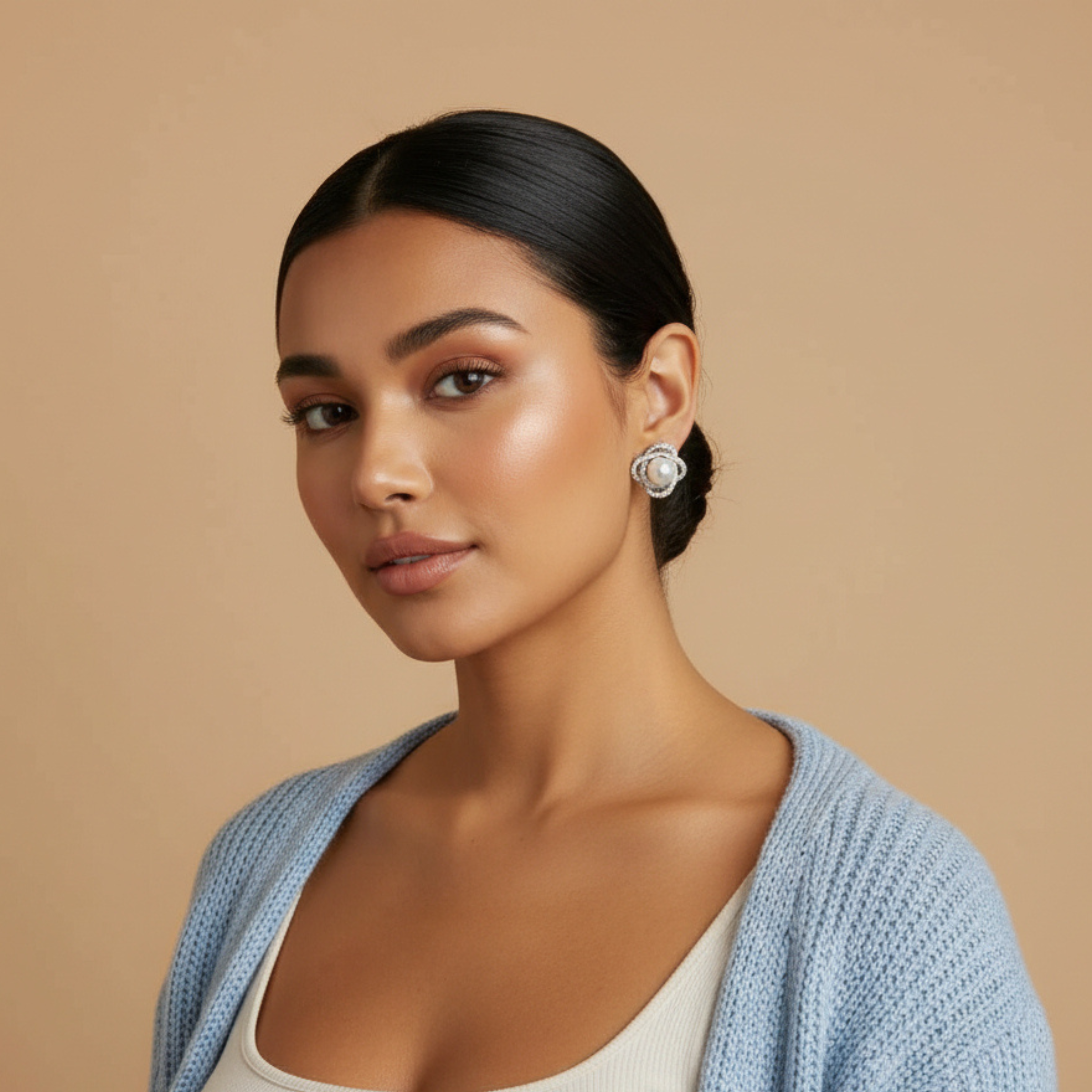 Pearl Blossom Stud Earrings