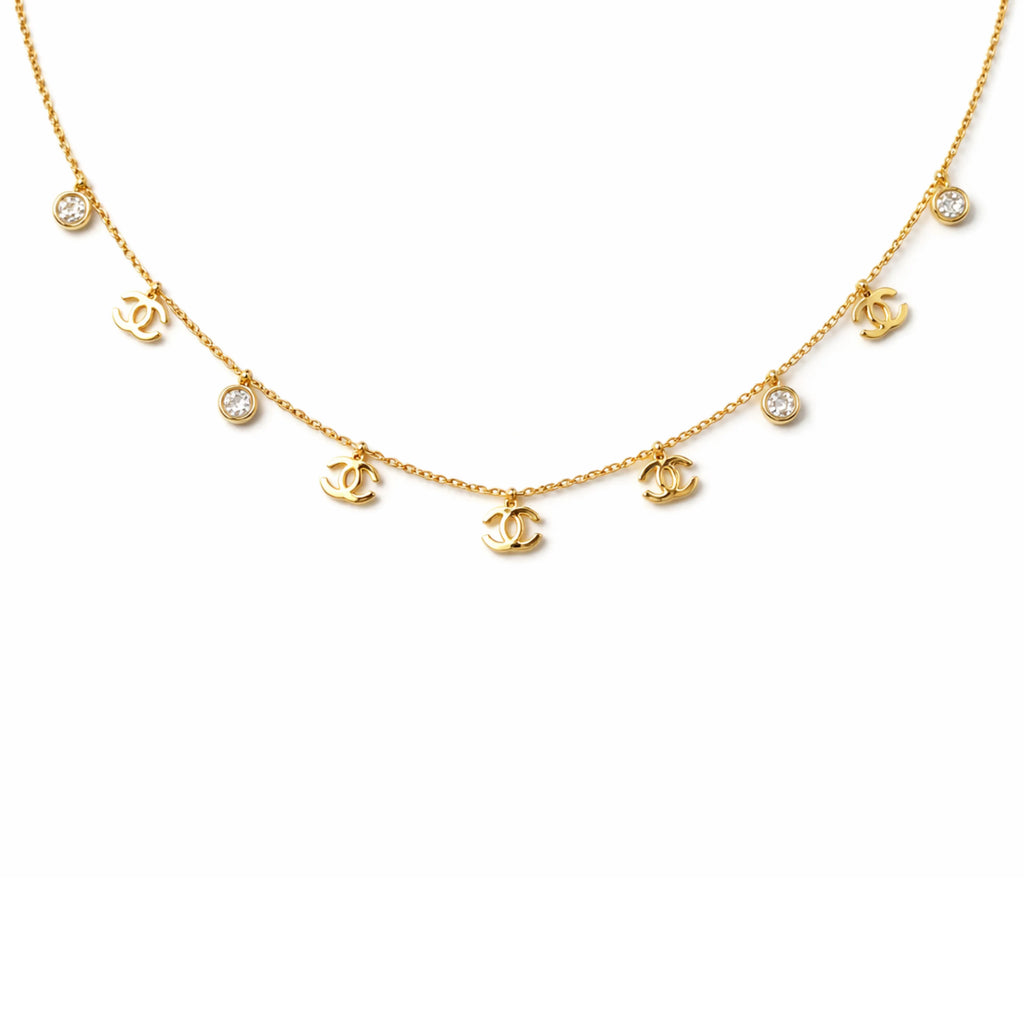 Luxury Charm Logo Drop Necklace