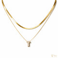 Layered Herringbone & 'T' Necklace