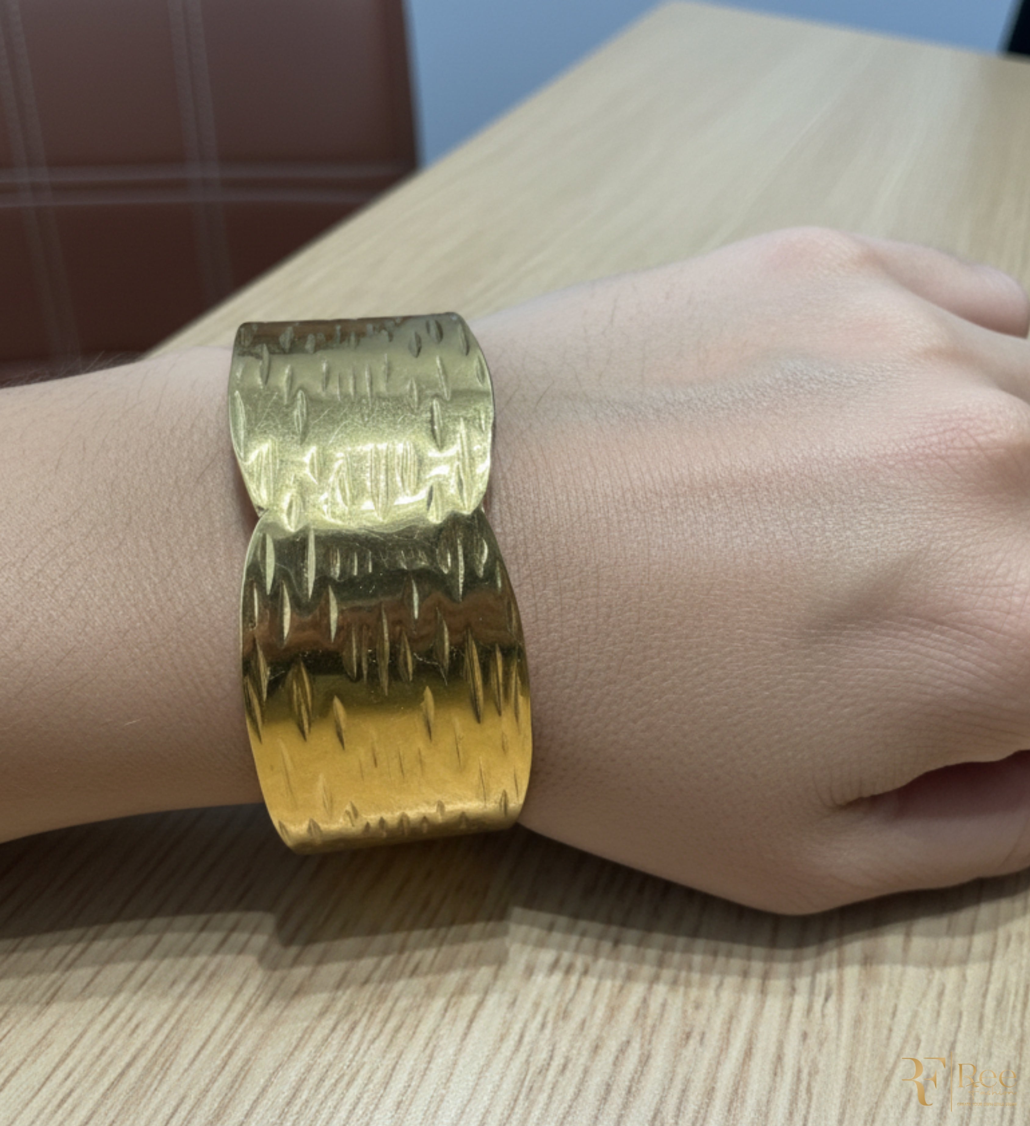 Golden Textured Cuff Bracelet