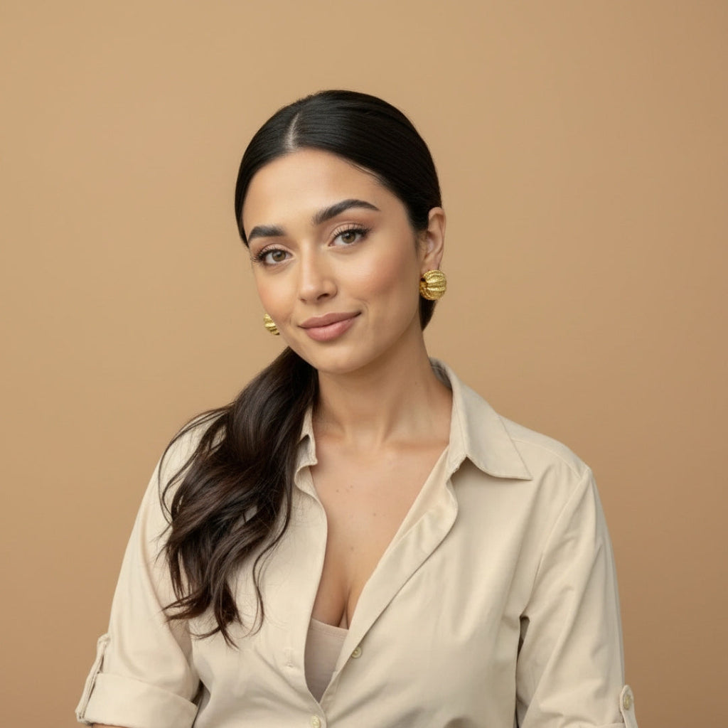Golden Ripple Stud Earrings