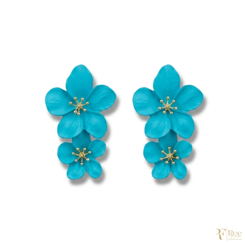 Turquoise Bloom Floral Earrings