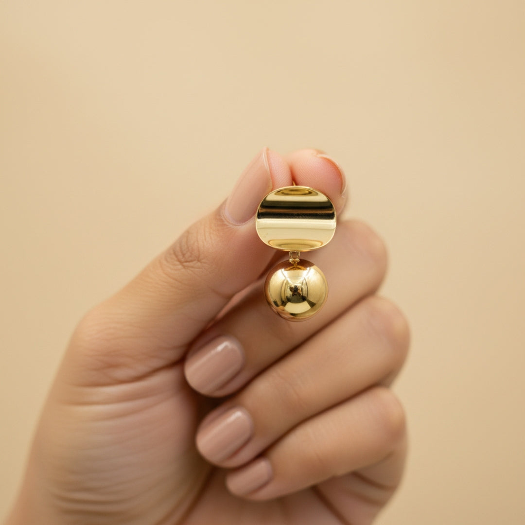 Luna Drop Gold Stud Earrings