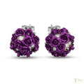Purple Rose Bloom Stud Earrings