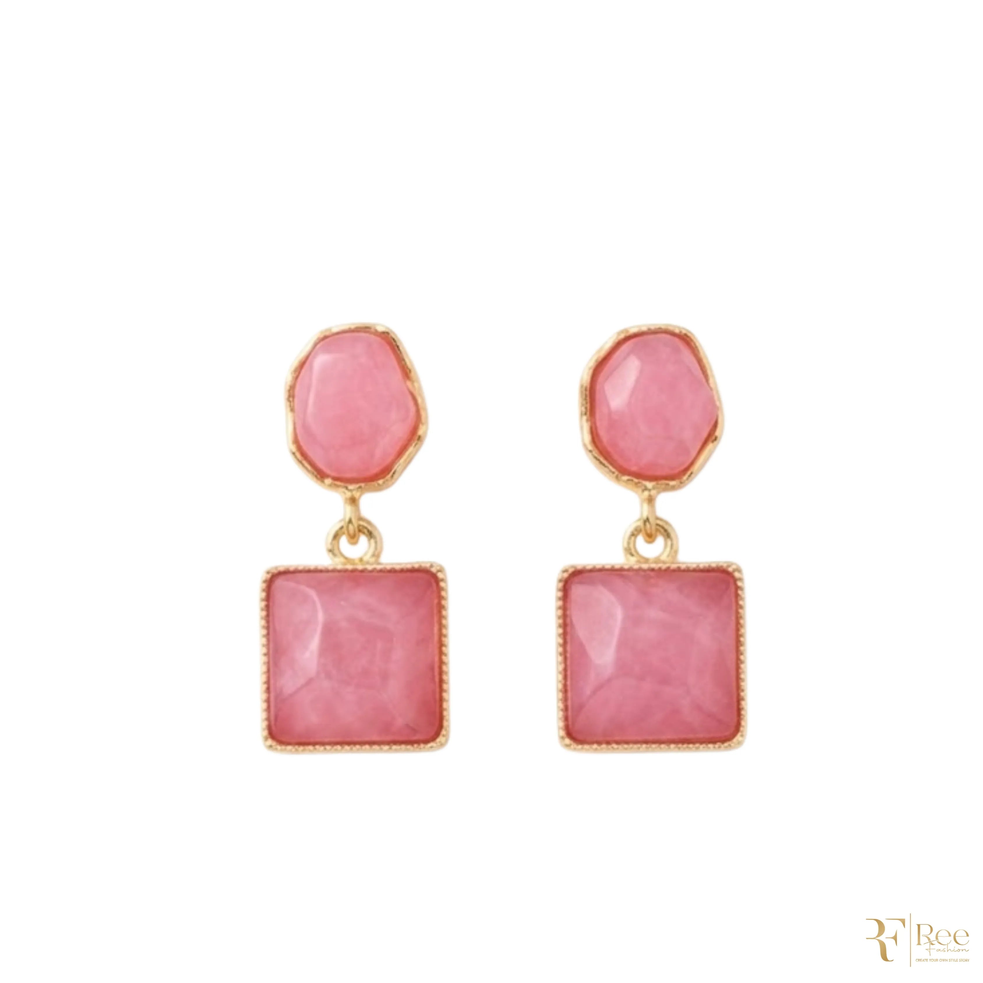 Pink Stone Drop Earrings