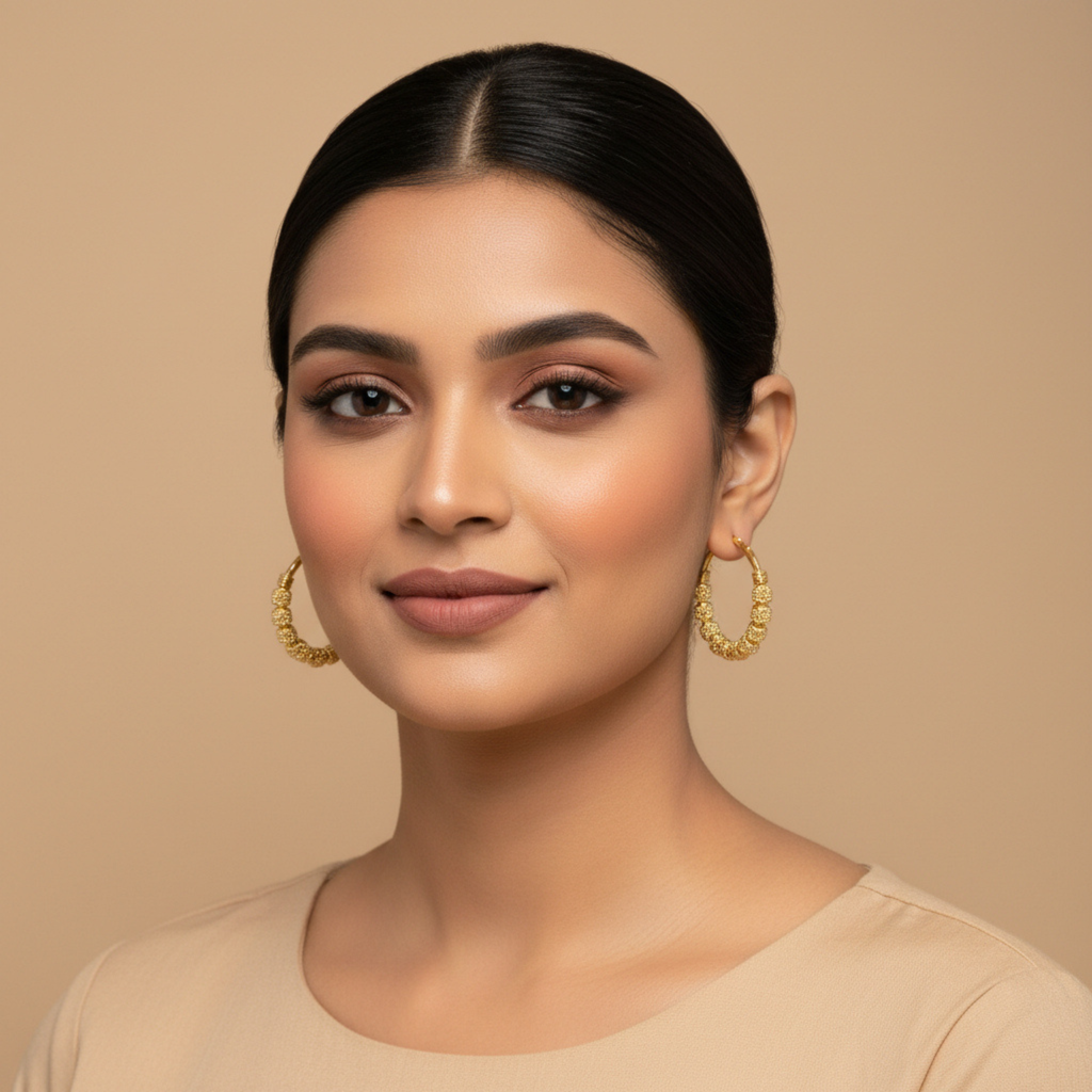 Royal Aura Textured Gold Hoop Earrings
