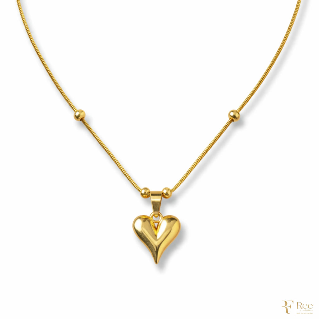 Golden Heart Puffed Pendant