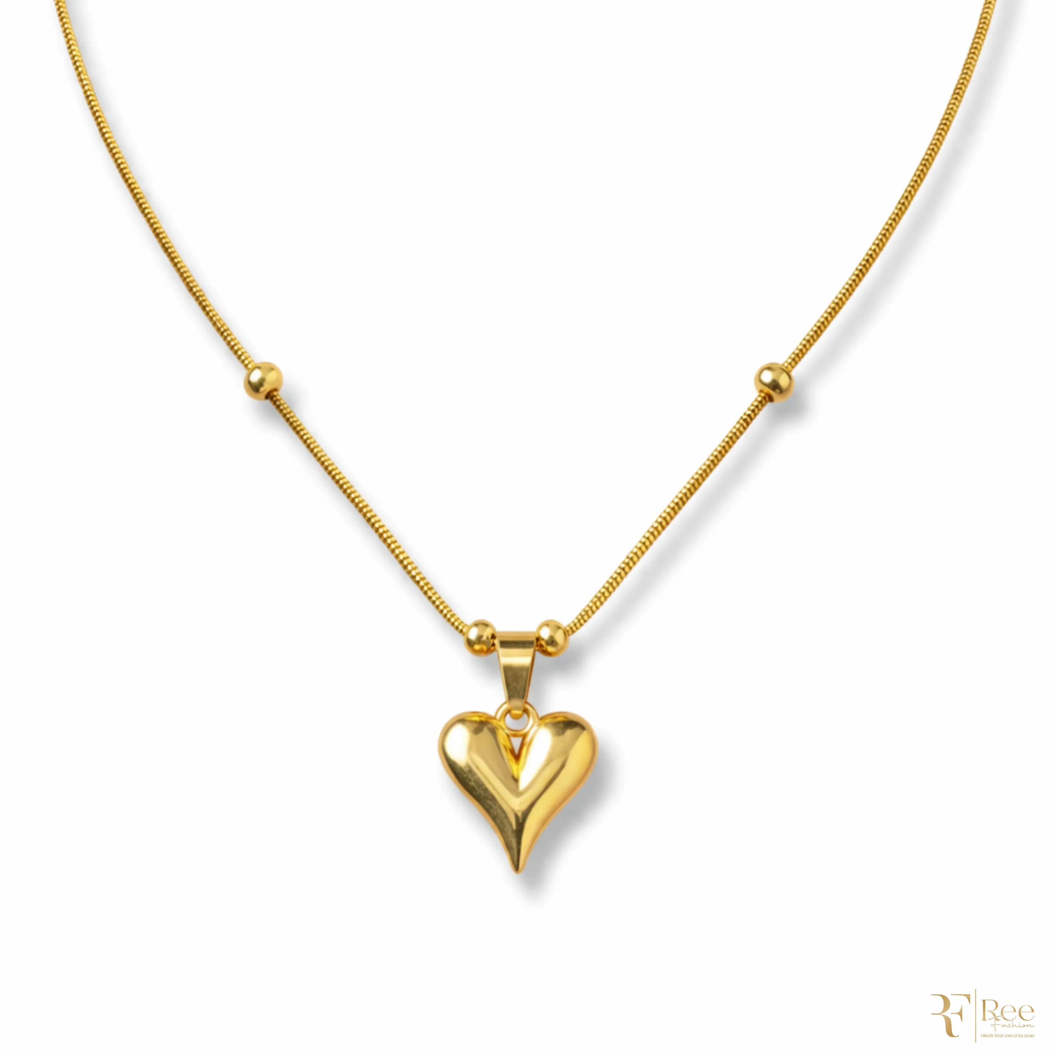 Golden Heart Puffed Pendant
