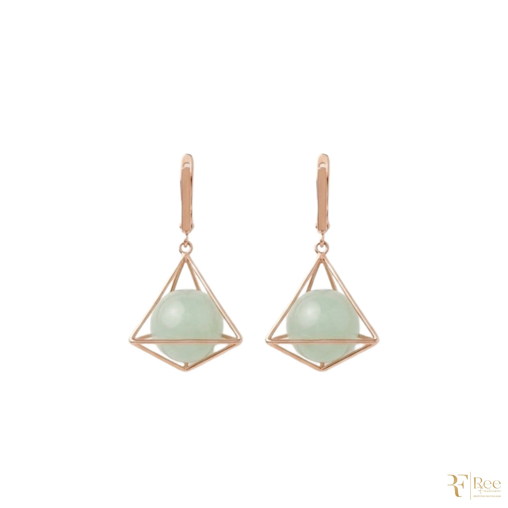 Geometric Mint Drop Earrings