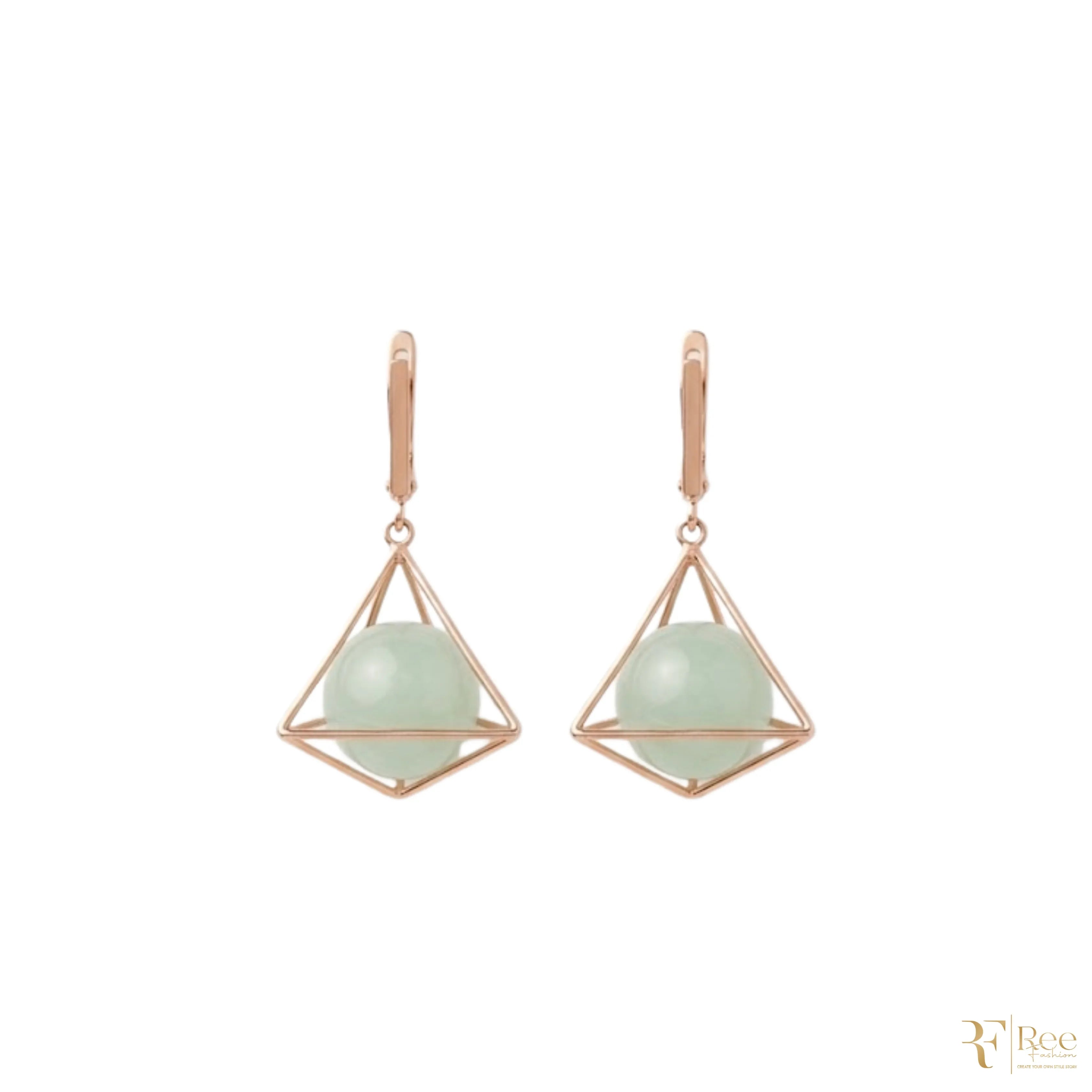 Geometric Mint Drop Earrings