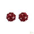 Red Rose Bloom Stud Earrings