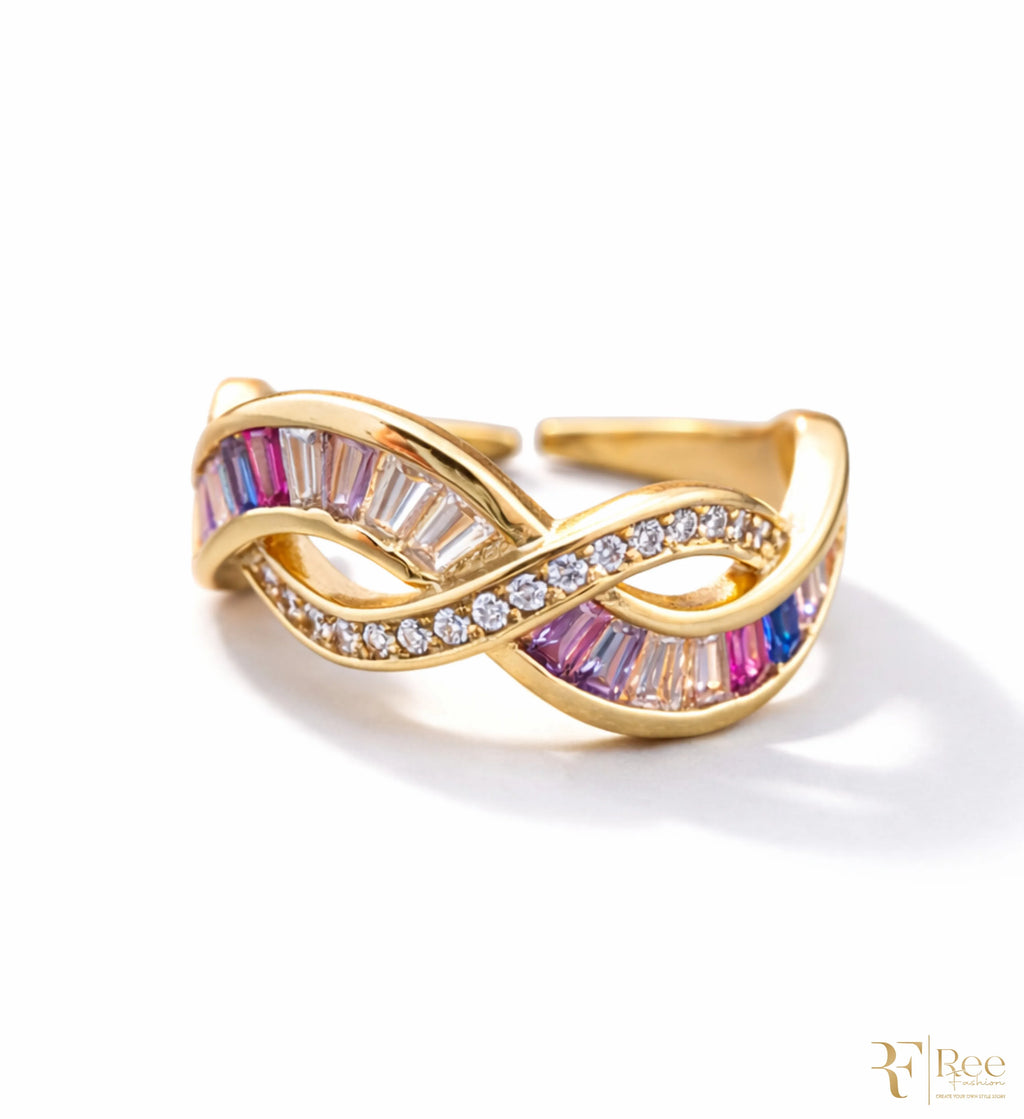 Rainbow Infinity Gold Ring