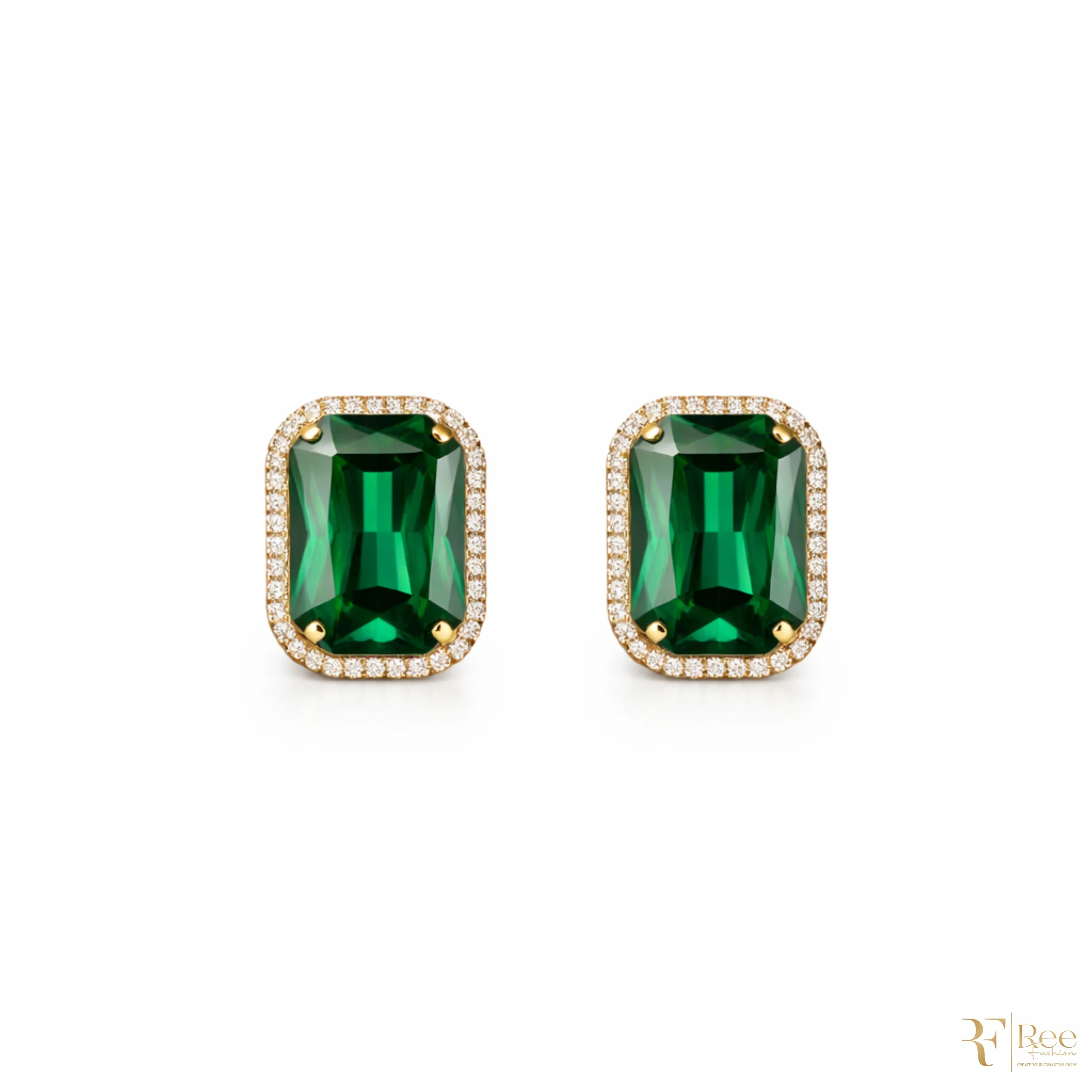 Emerald Glow Stud Earrings