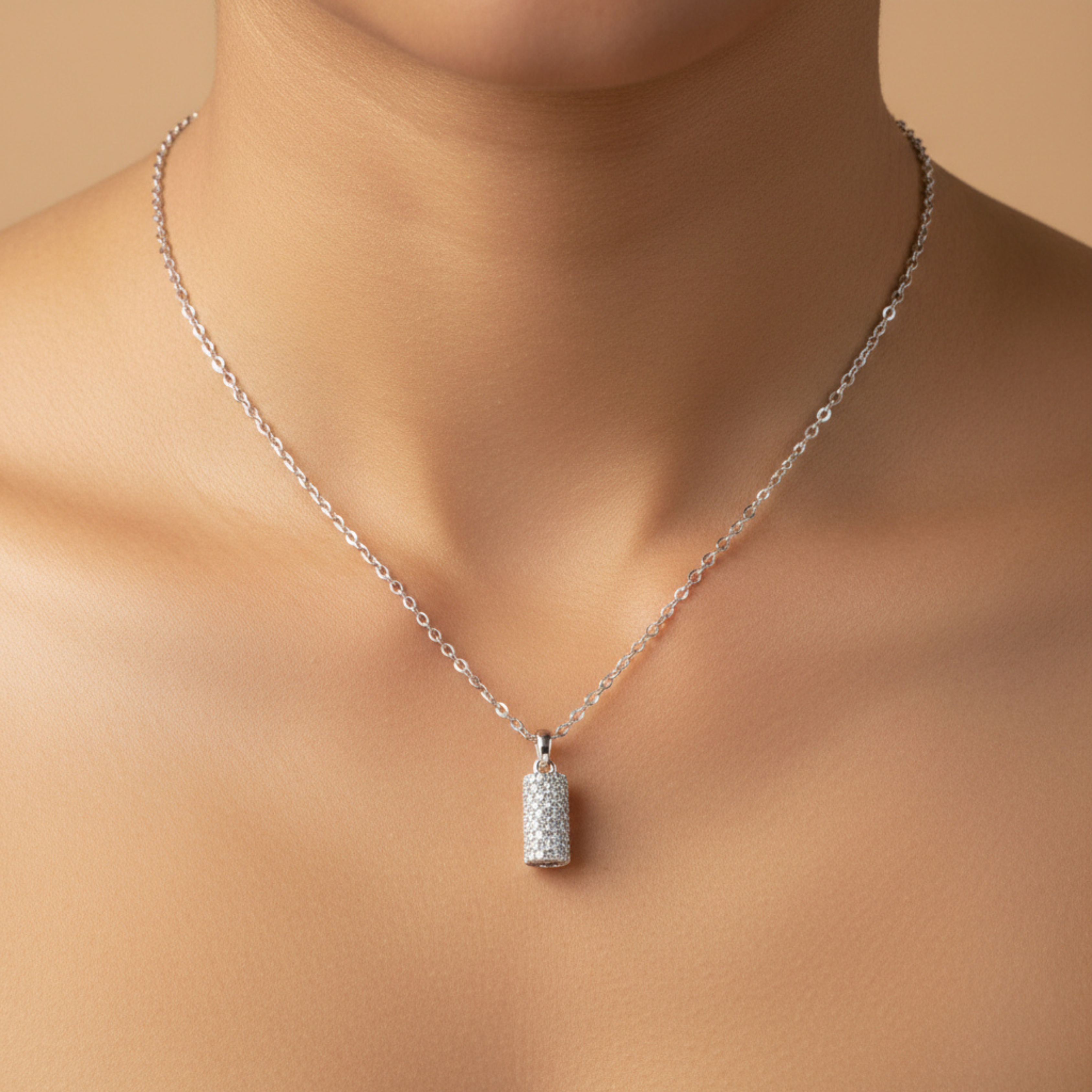 Silver Spark Column Pendant