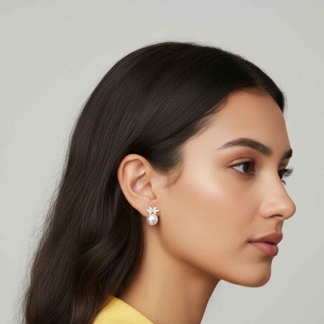 Pearl Crown Stud Earrings