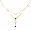 Layered Heart Charm Drop Necklace
