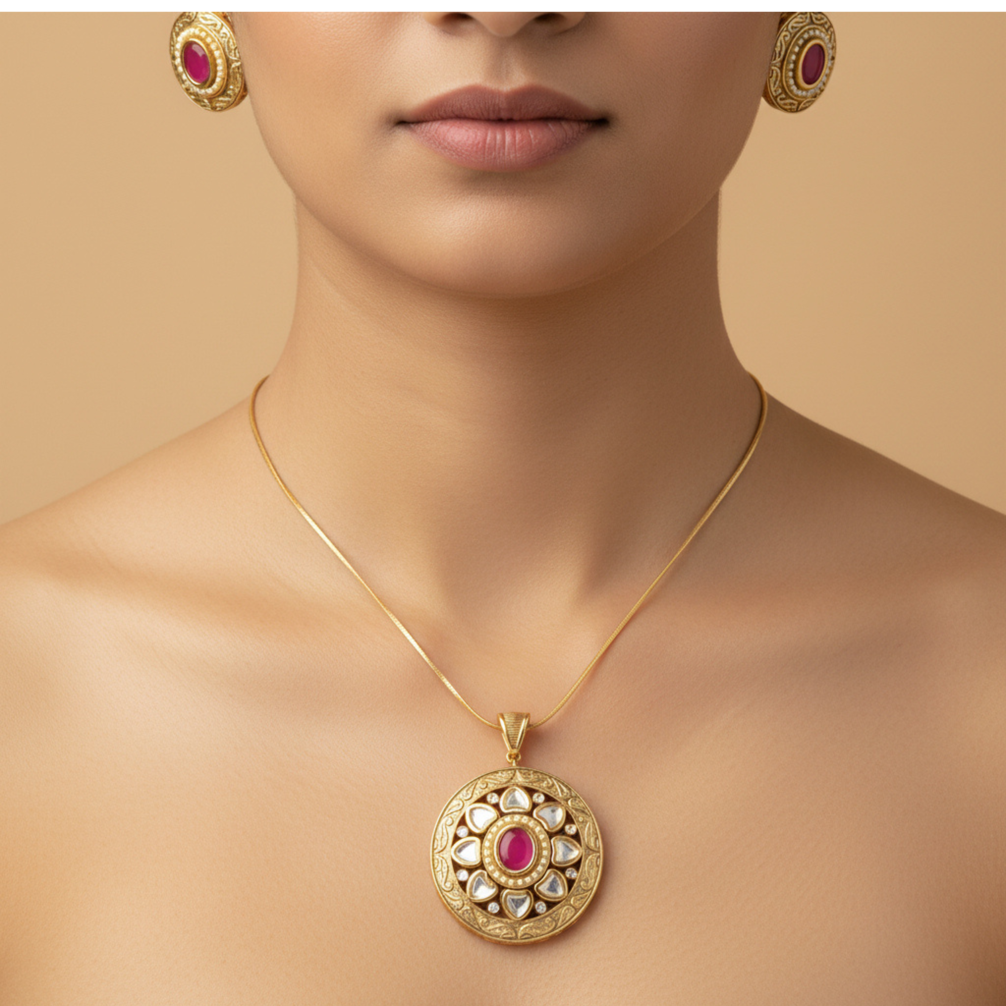 Emerald Rajwada Heritage Pendant Set