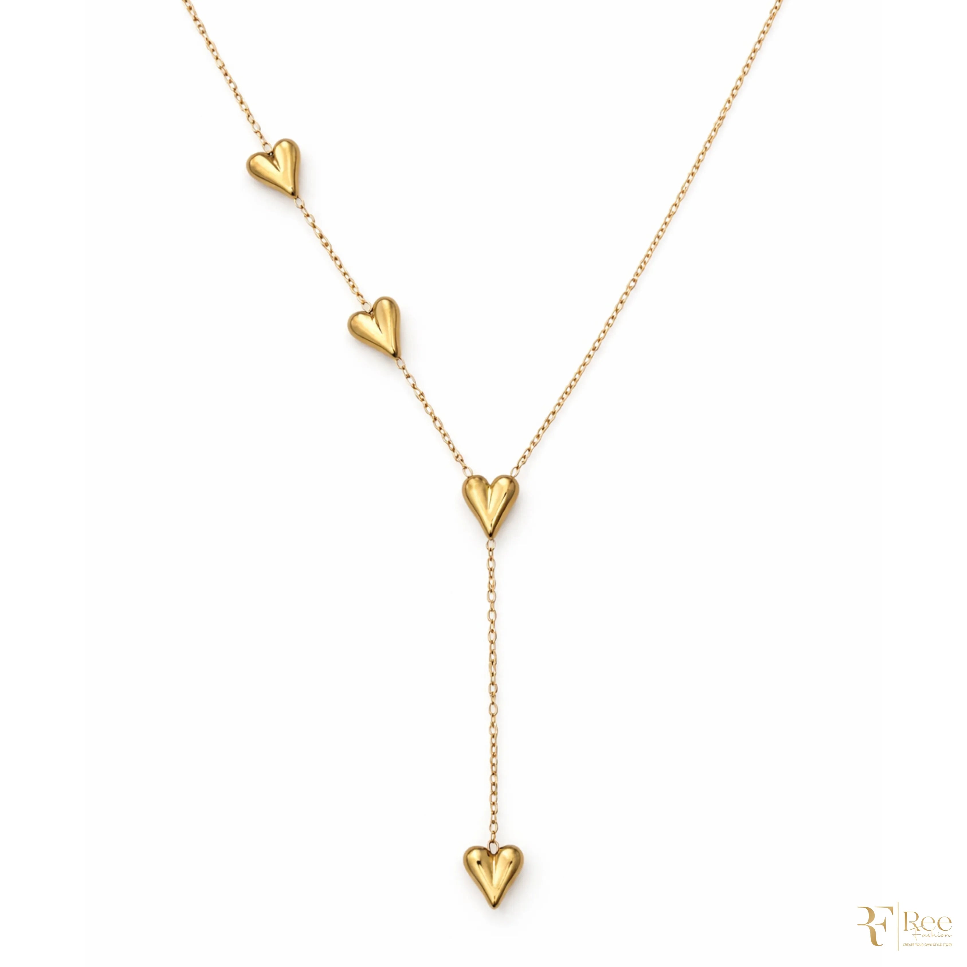 Gold Multi-Heart Y-Necklace