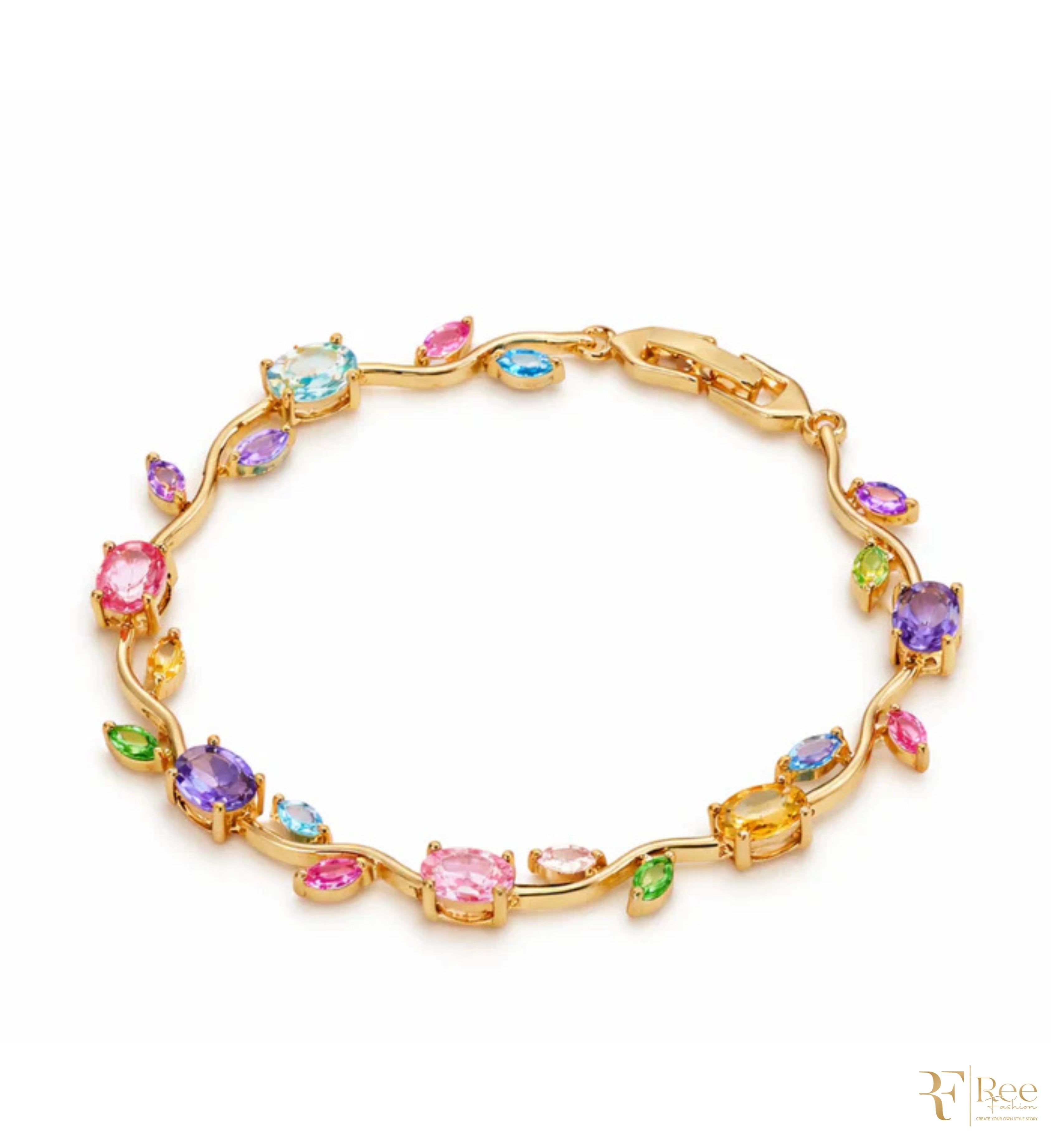 Multicolor Gemstone Link Bracelet