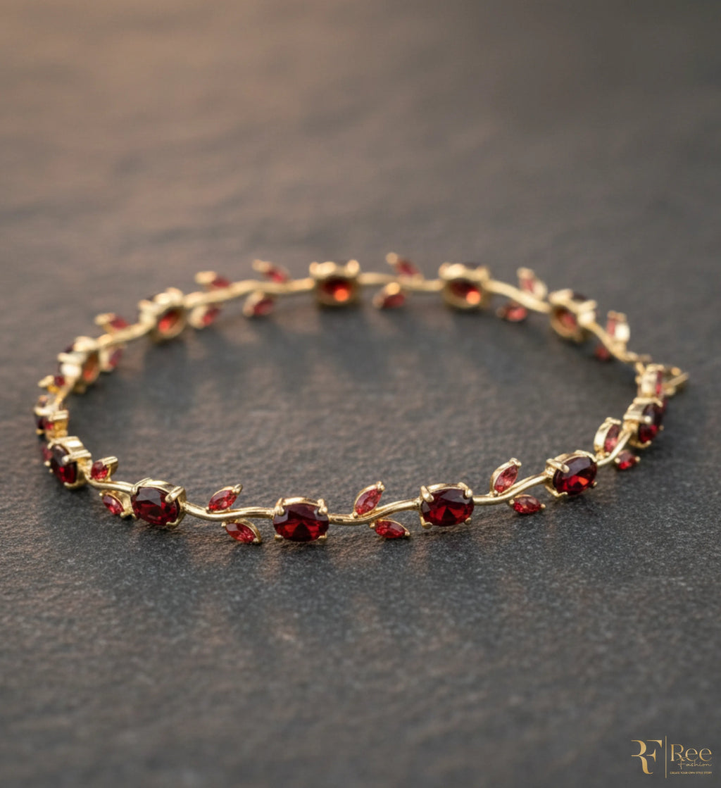 Ruby Elegance Gold Bracelet
