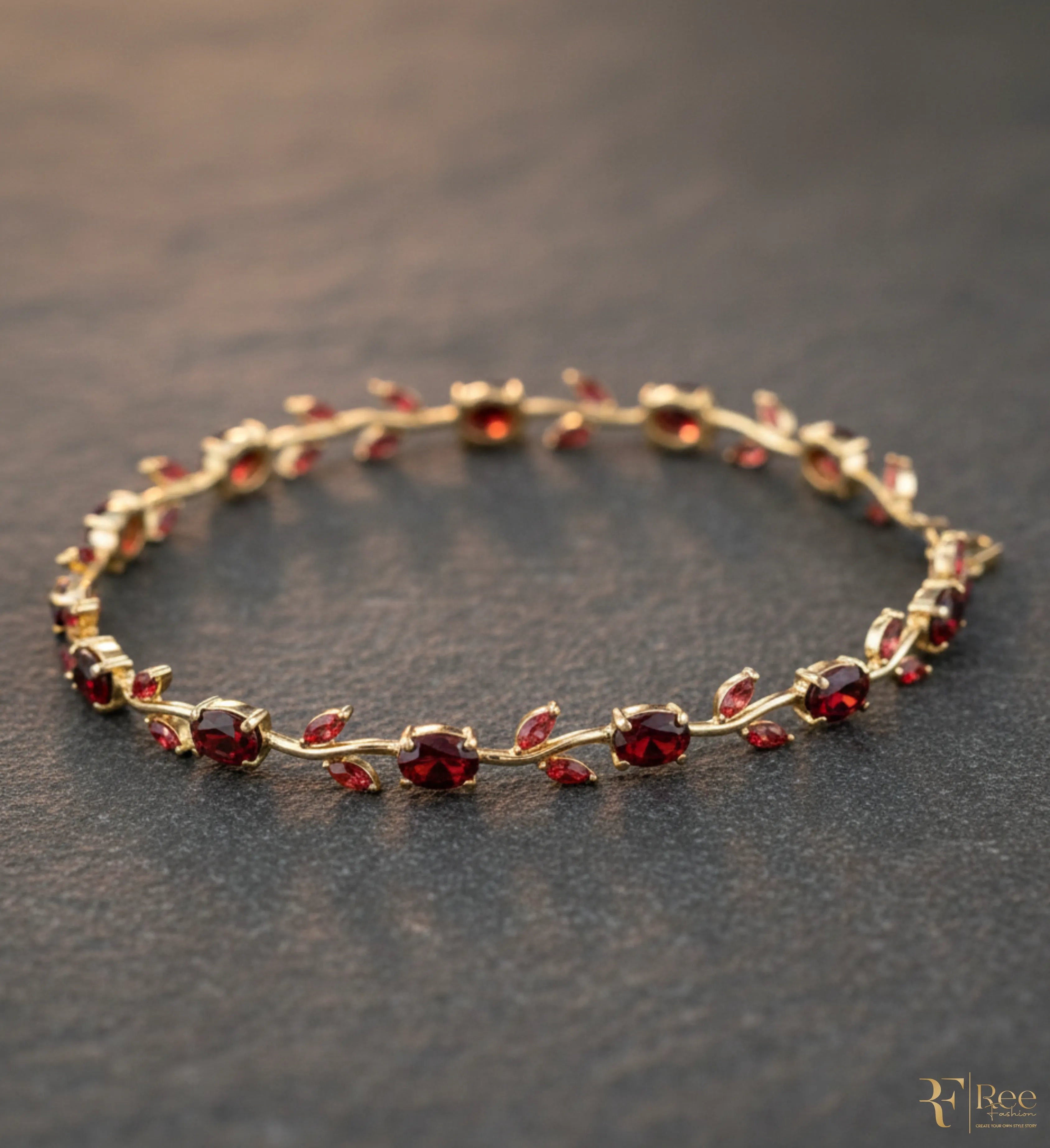 Ruby Elegance Gold Bracelet