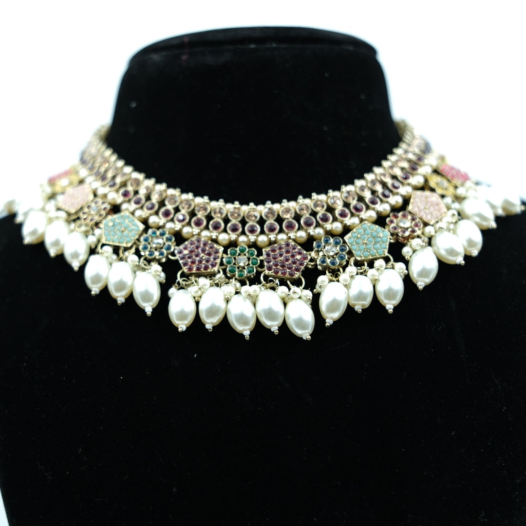 Royal Pastel Pearl Choker Set