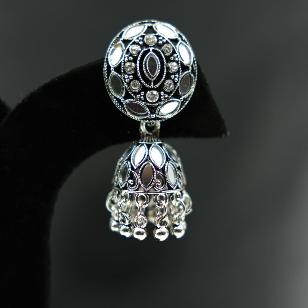 Royal Mirror Meenakari Dome Jhumka Earrings