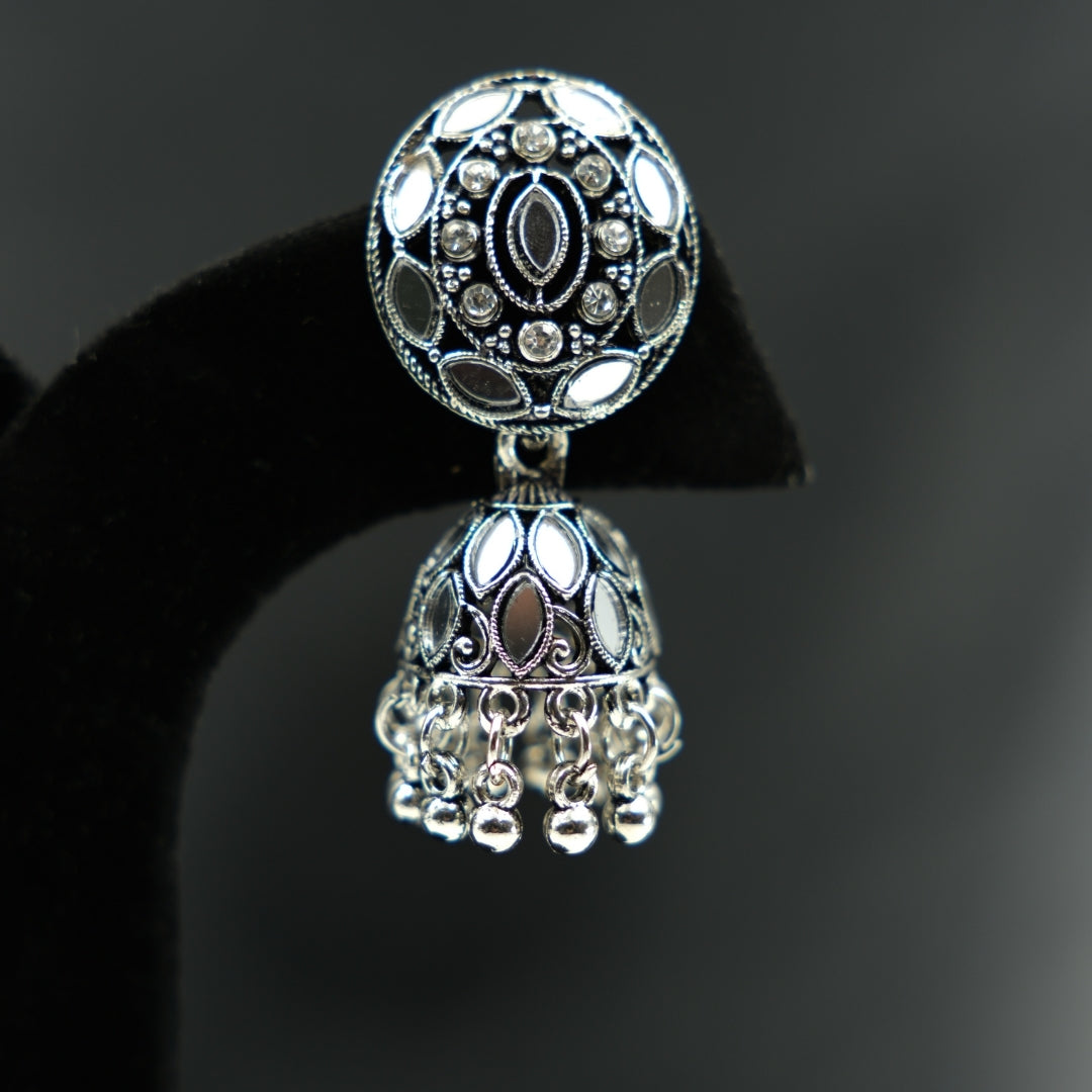 Royal Mirror Meenakari Dome Jhumka Earrings