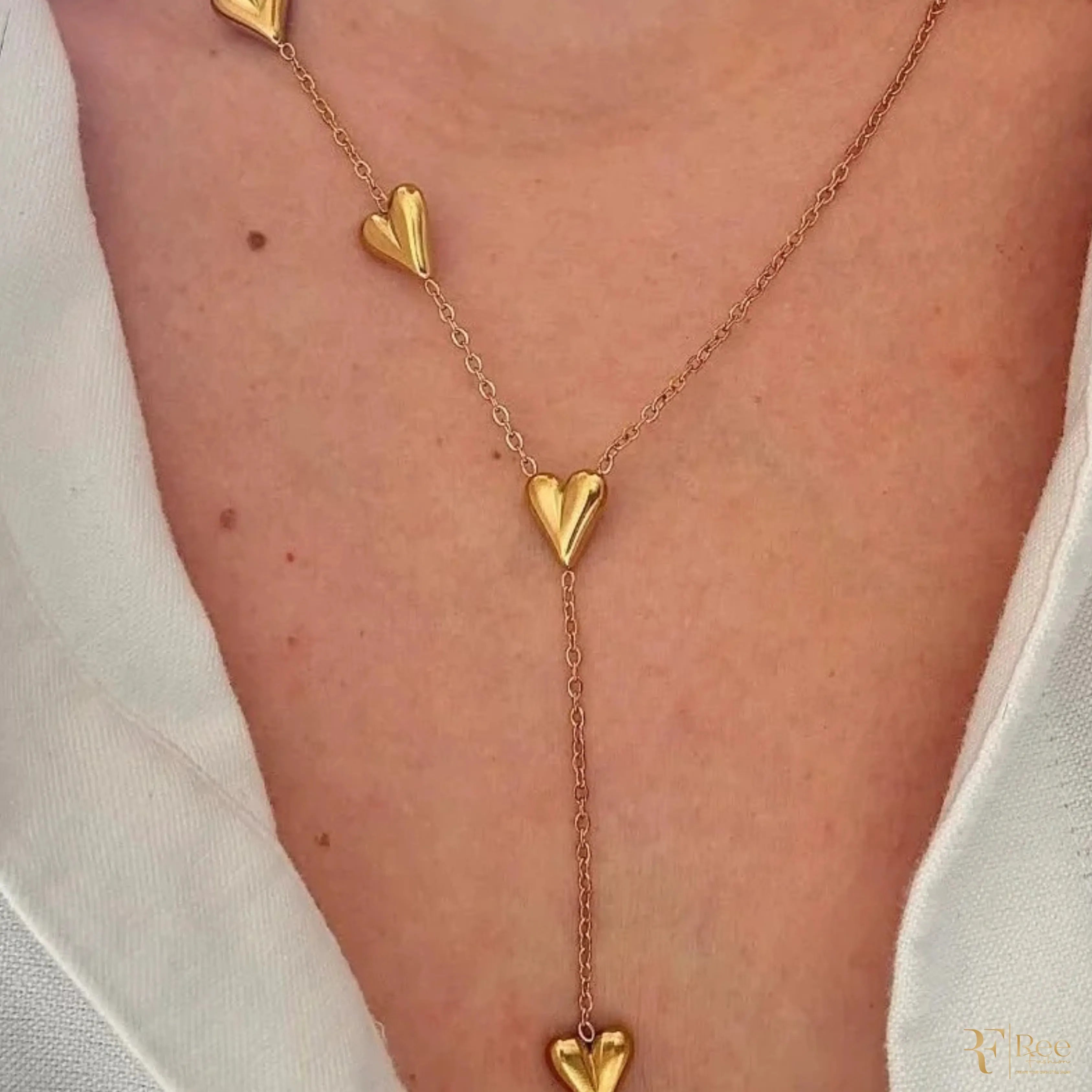 Gold Multi-Heart Y-Necklace