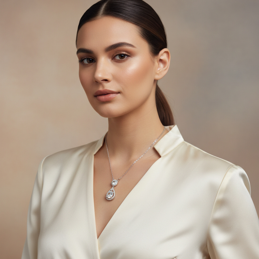 Radiant Teardrop Halo Pendant