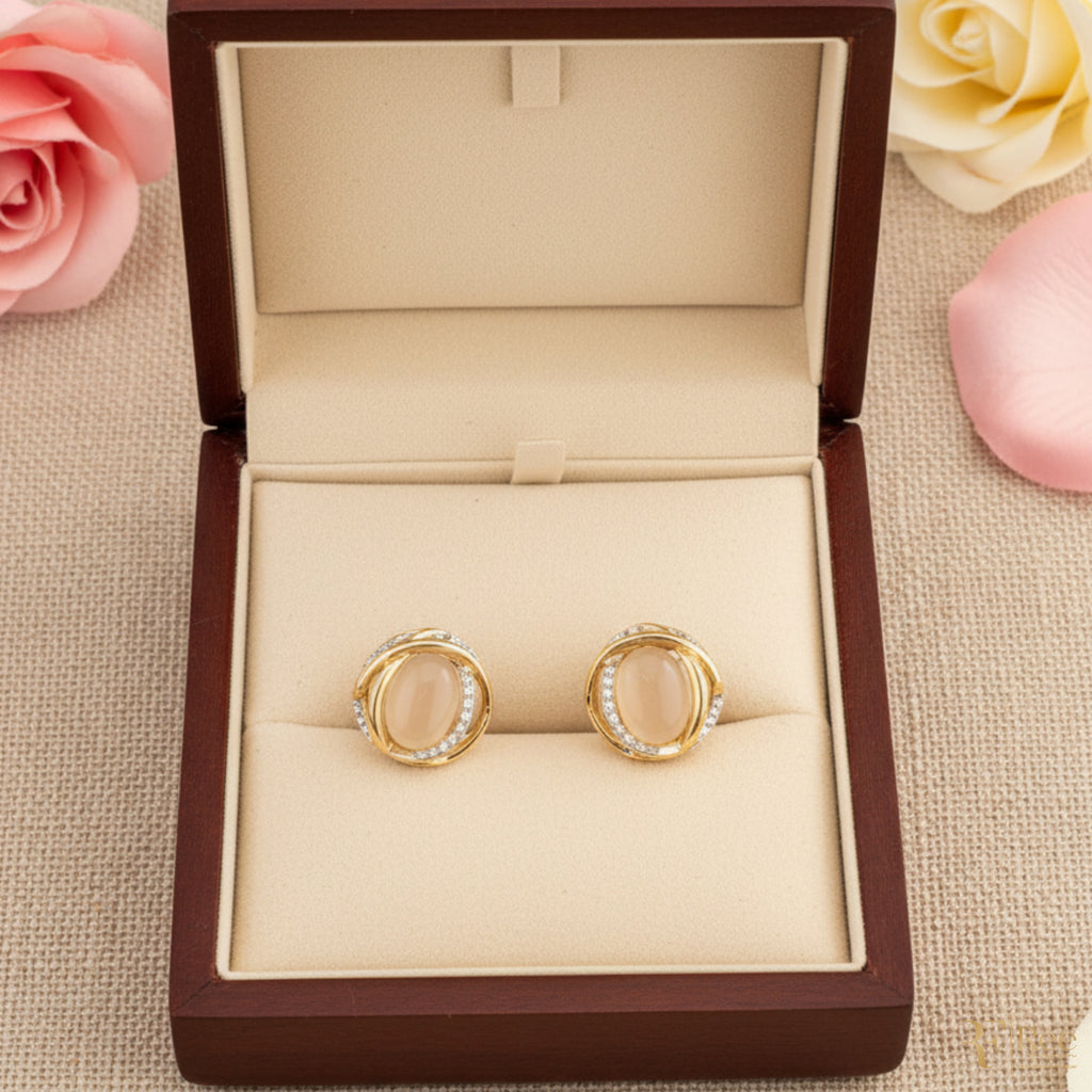 Golden Aura Stone Stud Earrings