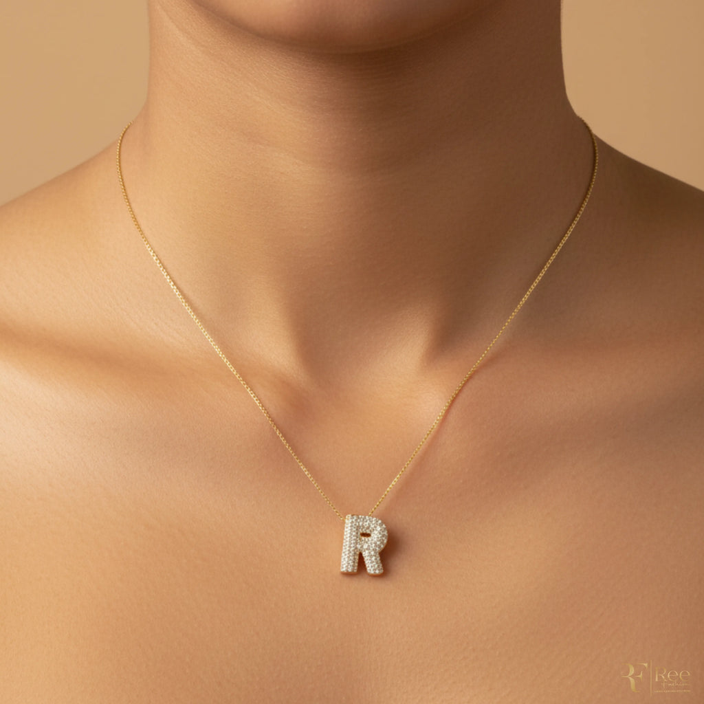 Gold 'R' Initial Necklace
