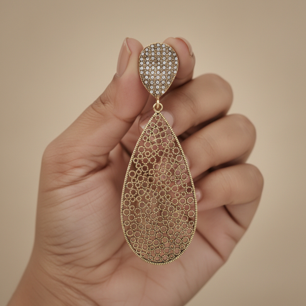 Golden Aura Filigree Drop Earrings