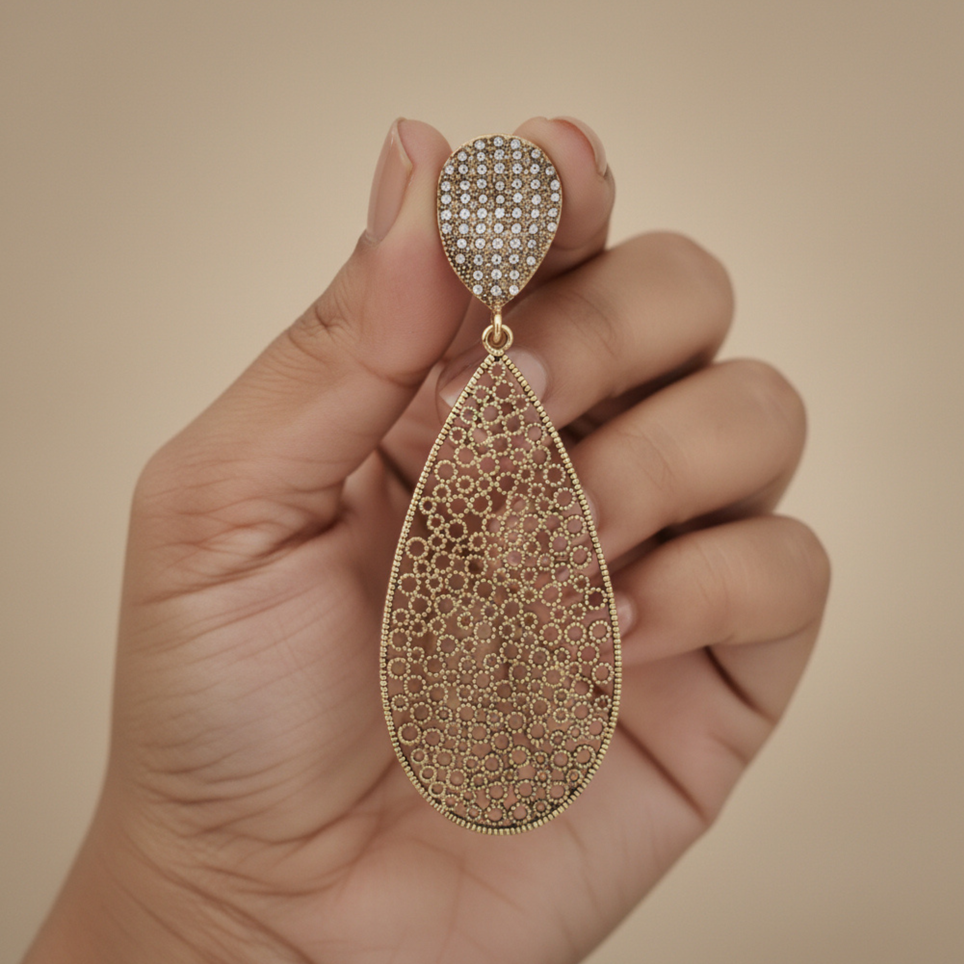 Golden Aura Filigree Drop Earrings